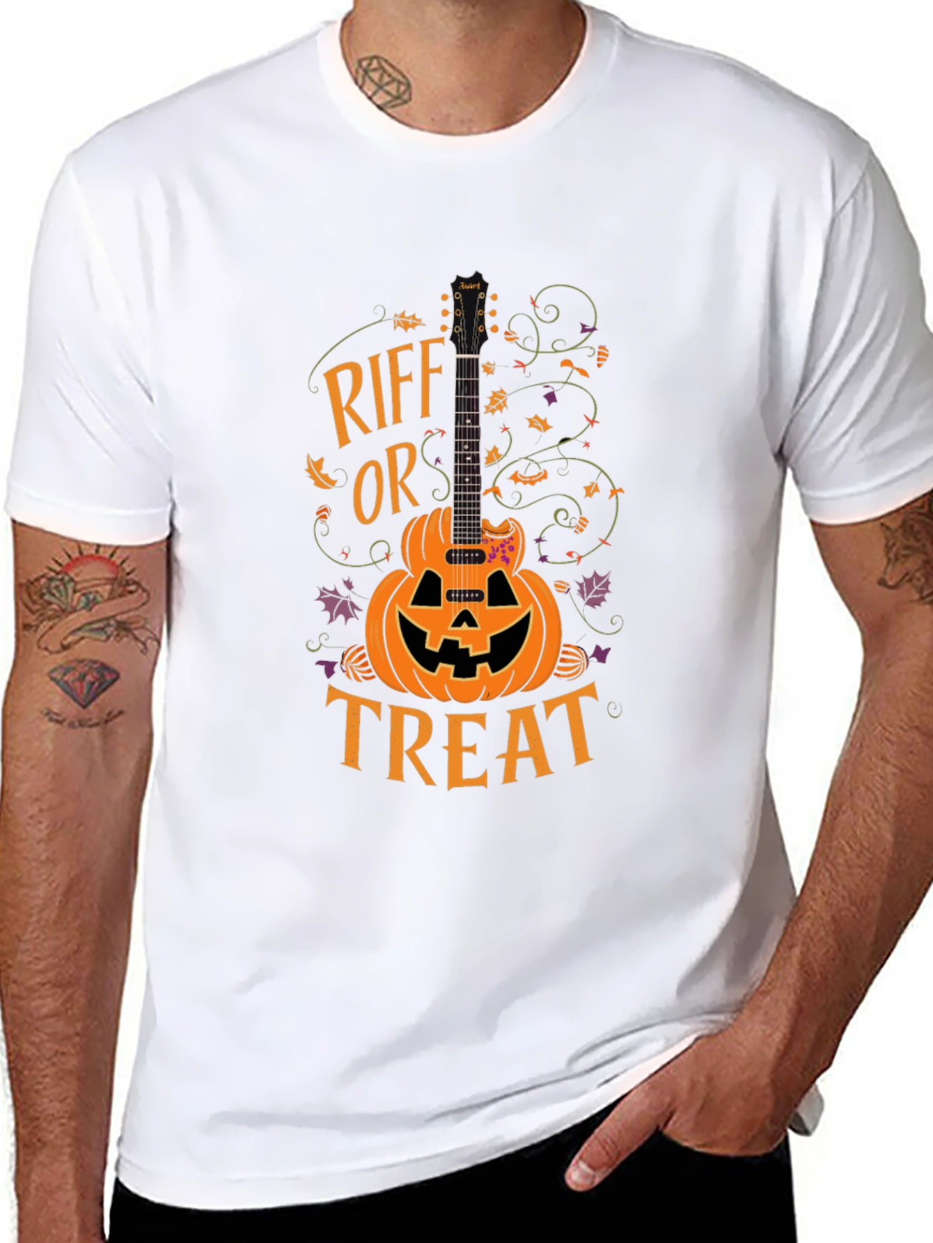 Riff or Treat Halloween Guitar Pumpkin T-Shirt