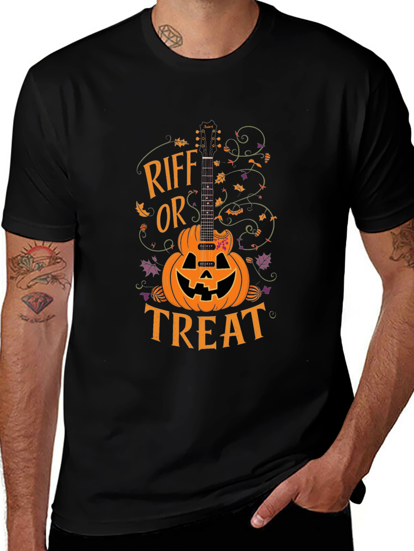 Riff or Treat Halloween Guitar Pumpkin T-Shirt