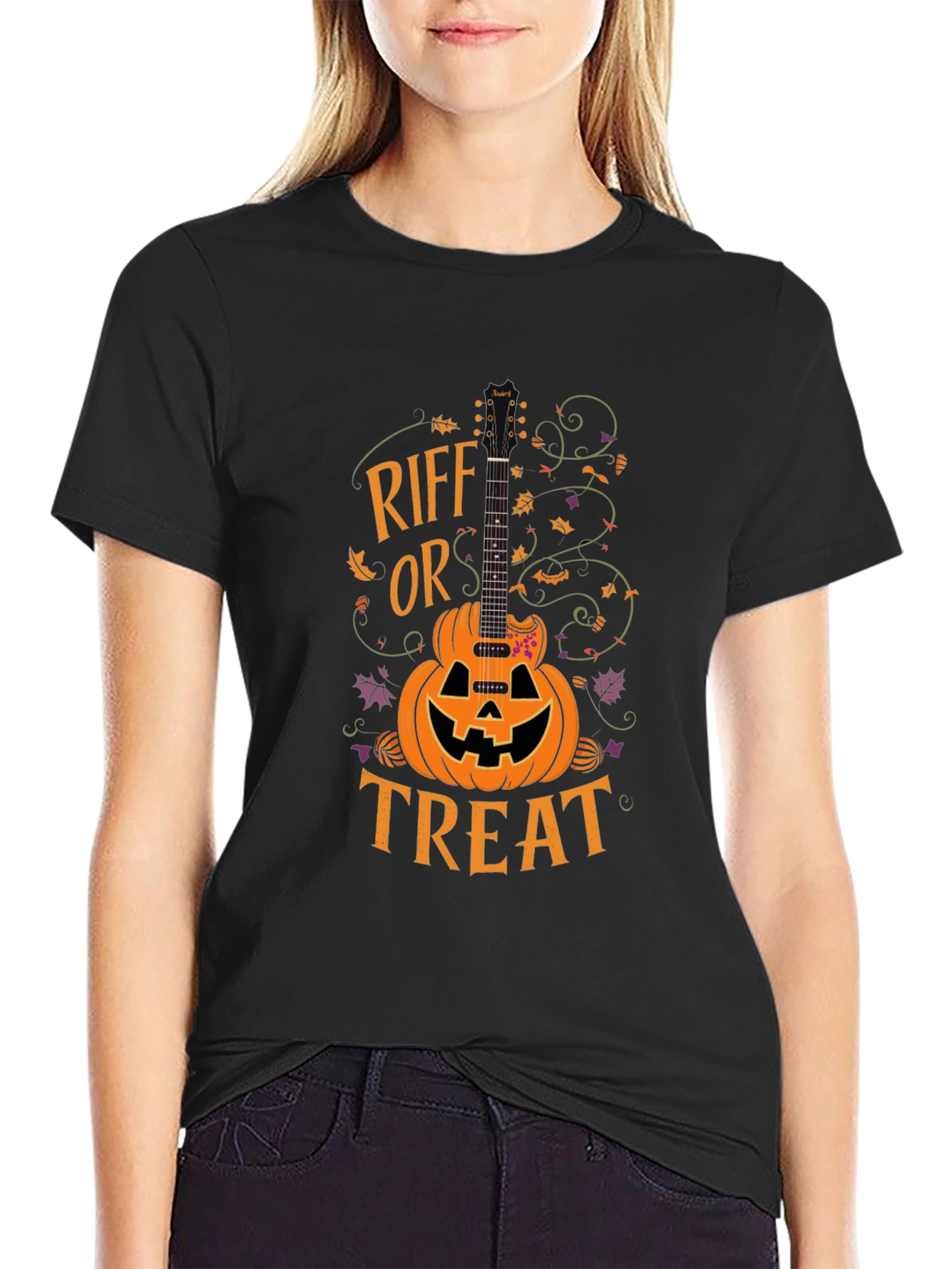 Riff or Treat Halloween Guitar Pumpkin T-Shirt