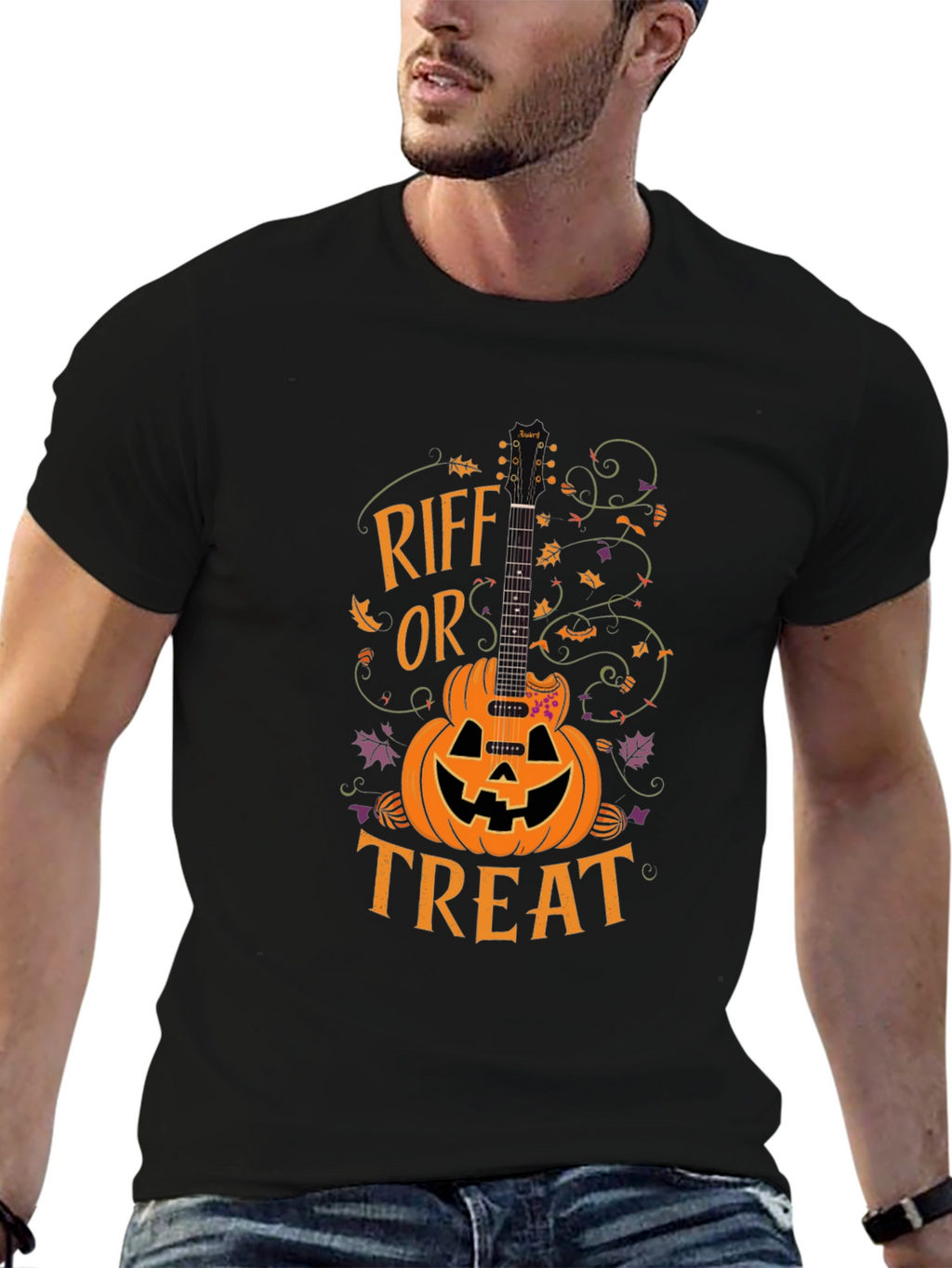 Riff or Treat Halloween Guitar Pumpkin T-Shirt