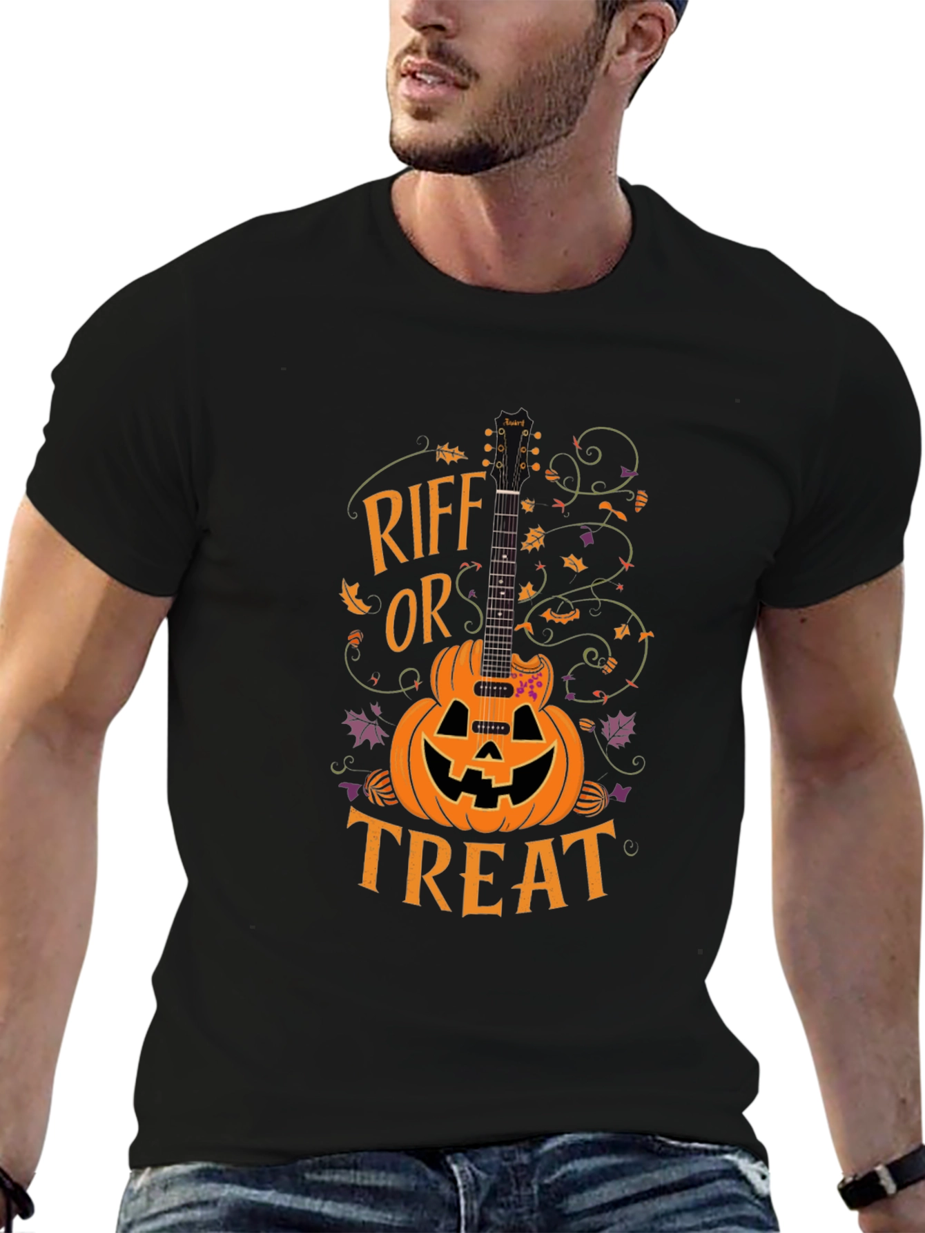 Riff or Treat Halloween Guitar Pumpkin T-Shirt