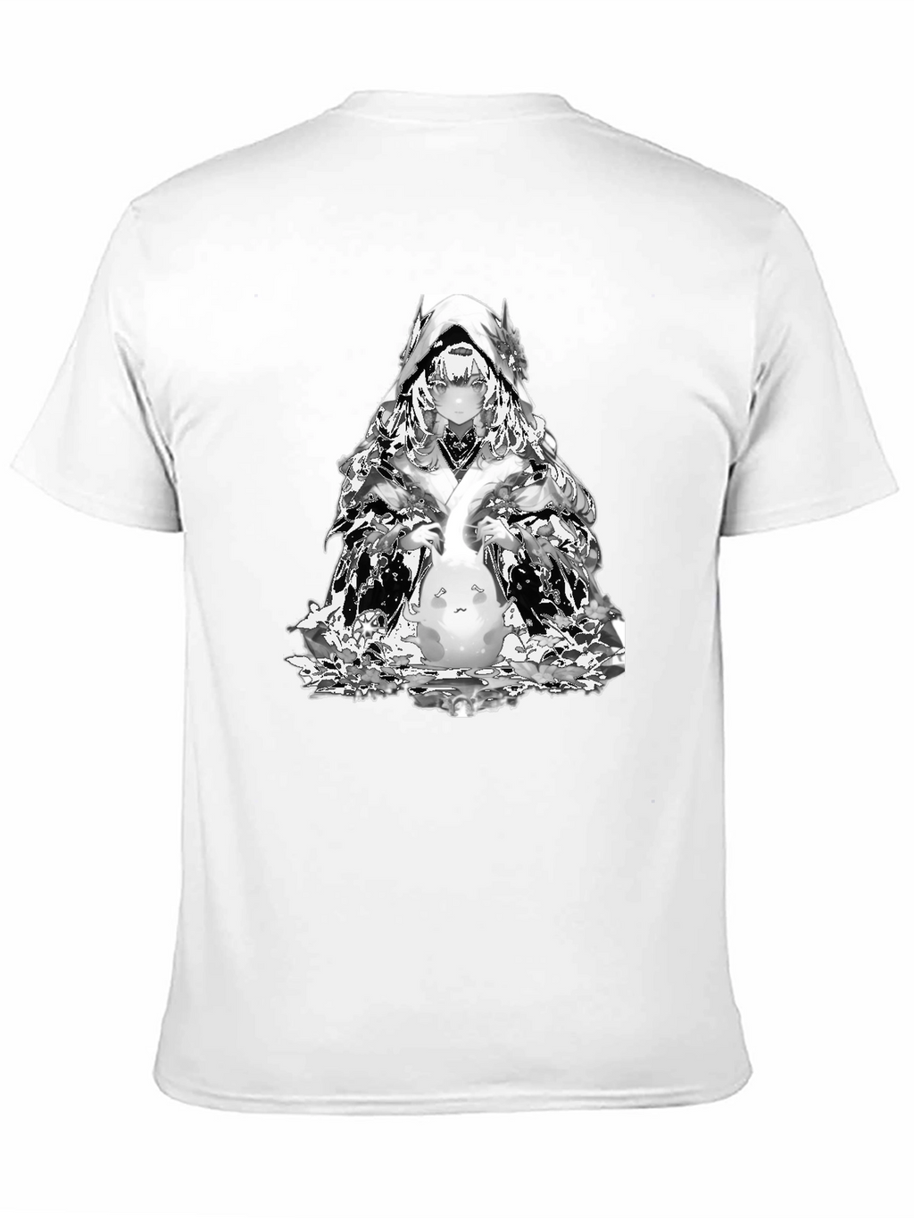 Anime Black T-Shirt with Silver Character Print