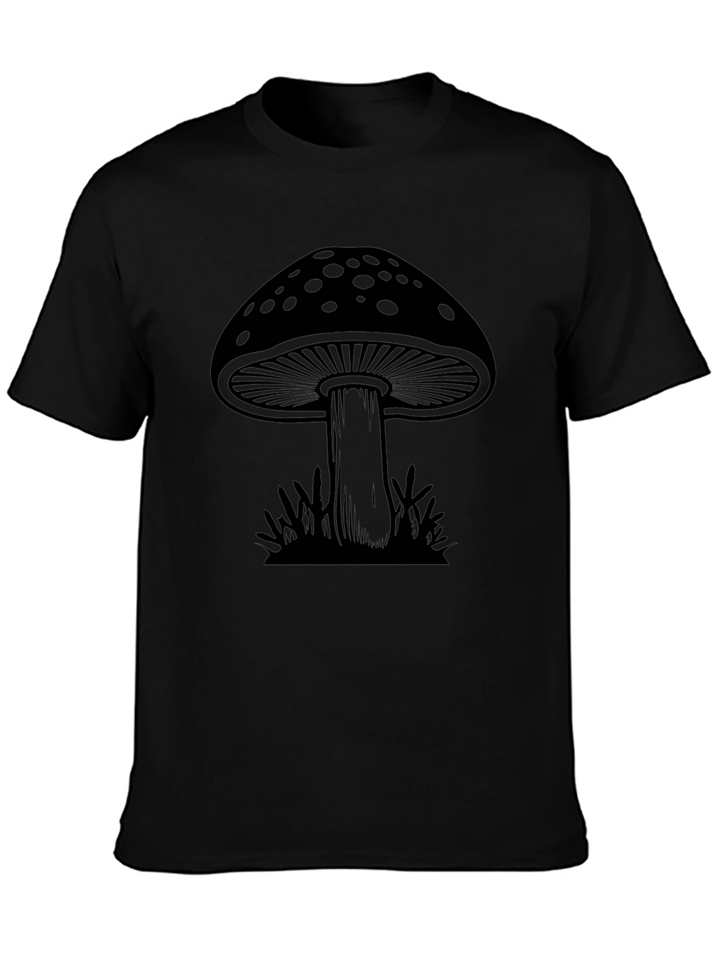Mushroom Graphic Tee - Black Cotton T-Shirt