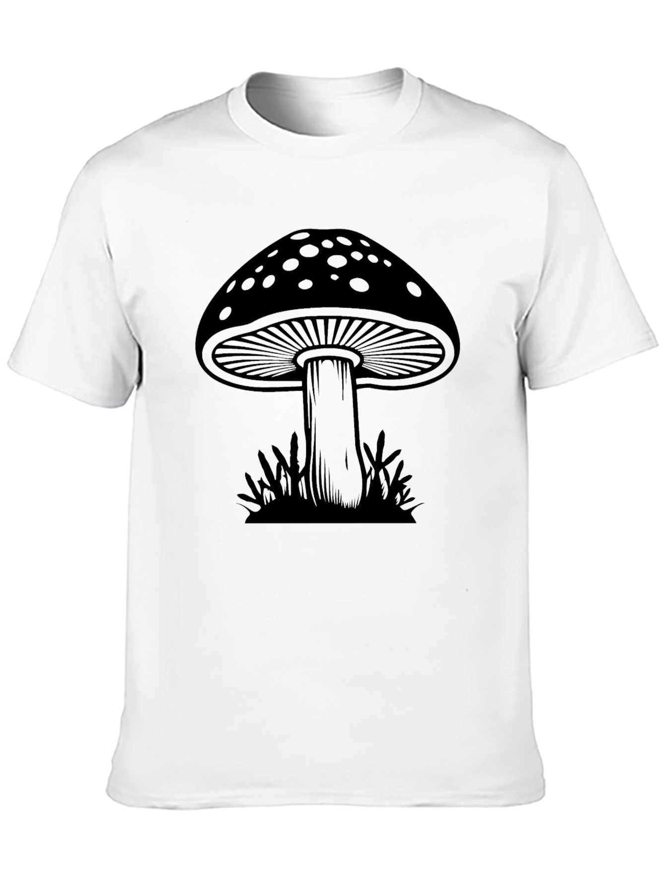 Mushroom Graphic Tee - Black Cotton T-Shirt
