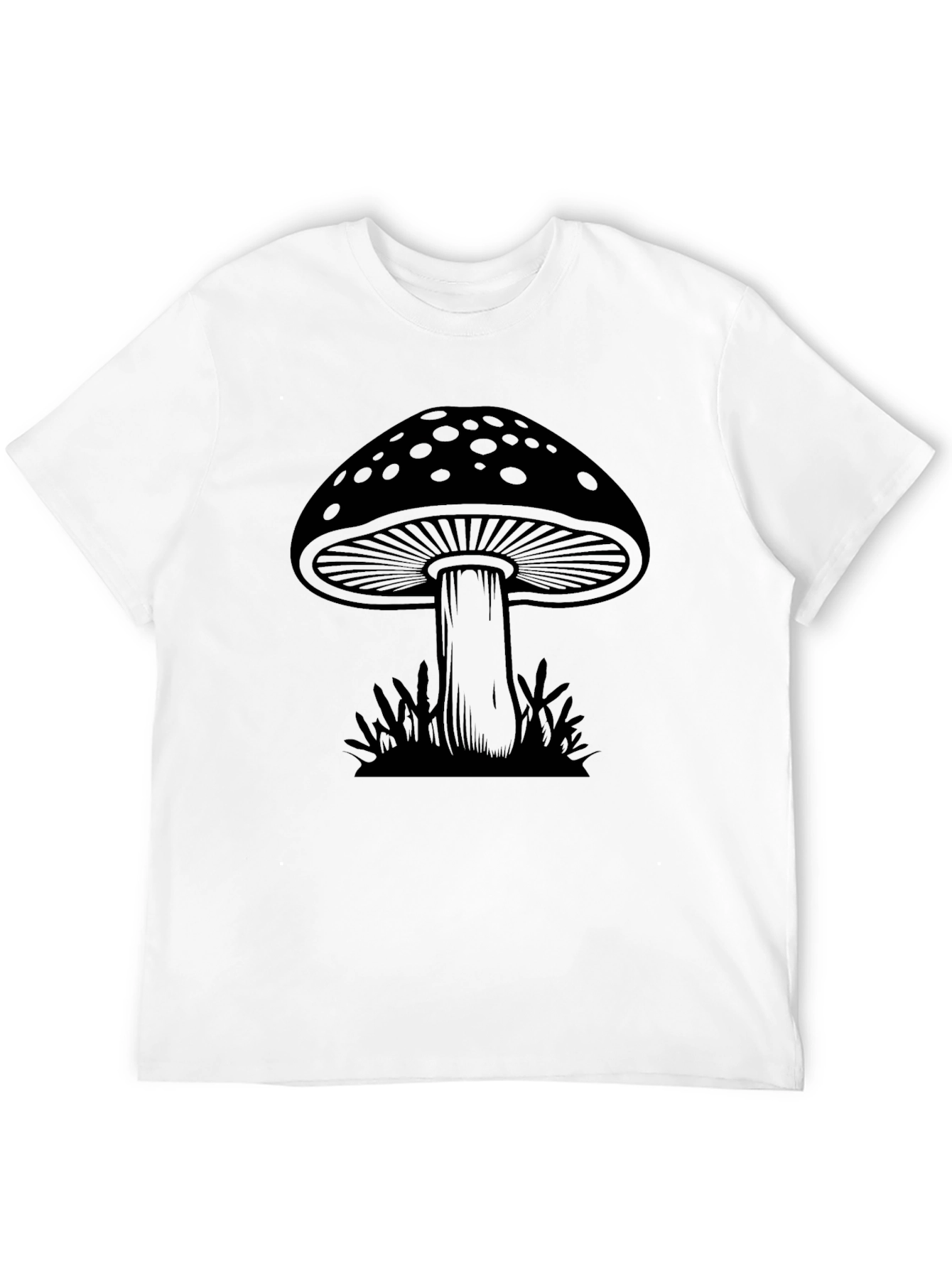 Mushroom Graphic Tee - Black Cotton T-Shirt