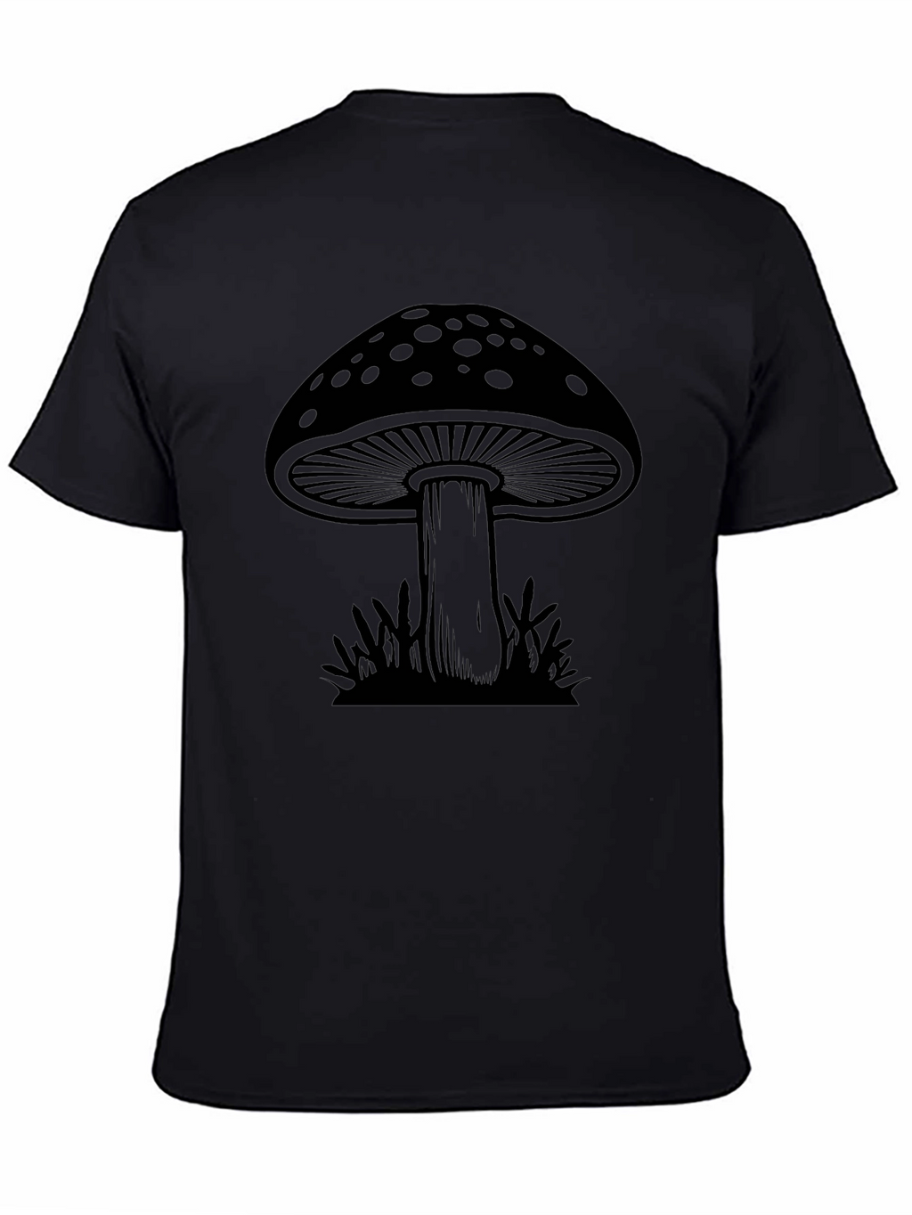 Mushroom Graphic Tee - Black Cotton T-Shirt