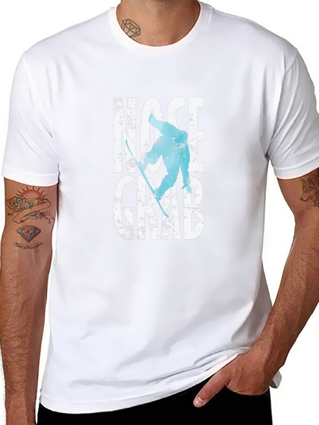 Nose Grab Skier Graphic Tee - Black Cotton T-Shirt