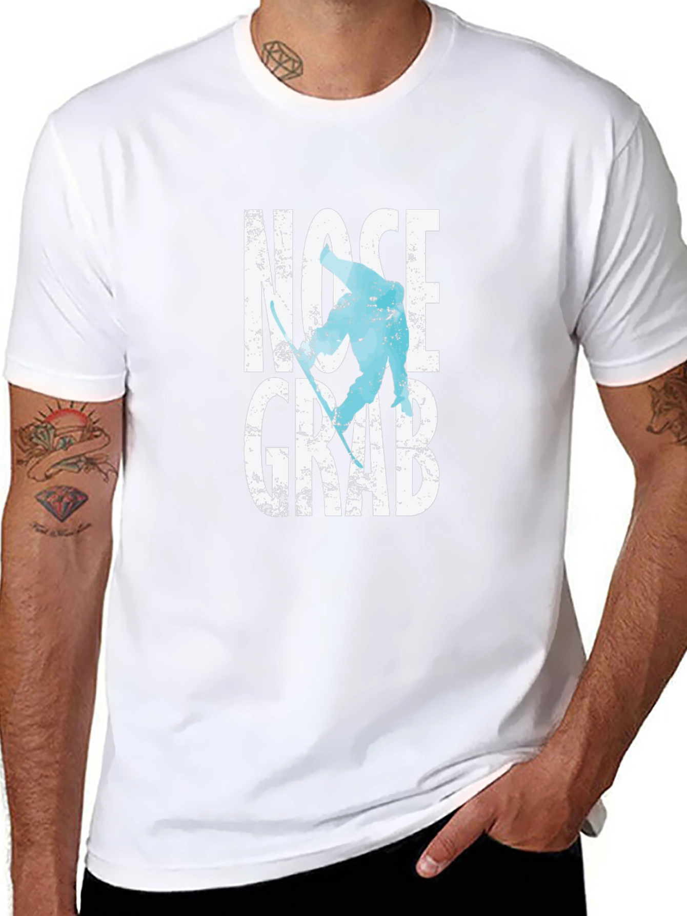 Nose Grab Skier Graphic Tee - Black Cotton T-Shirt