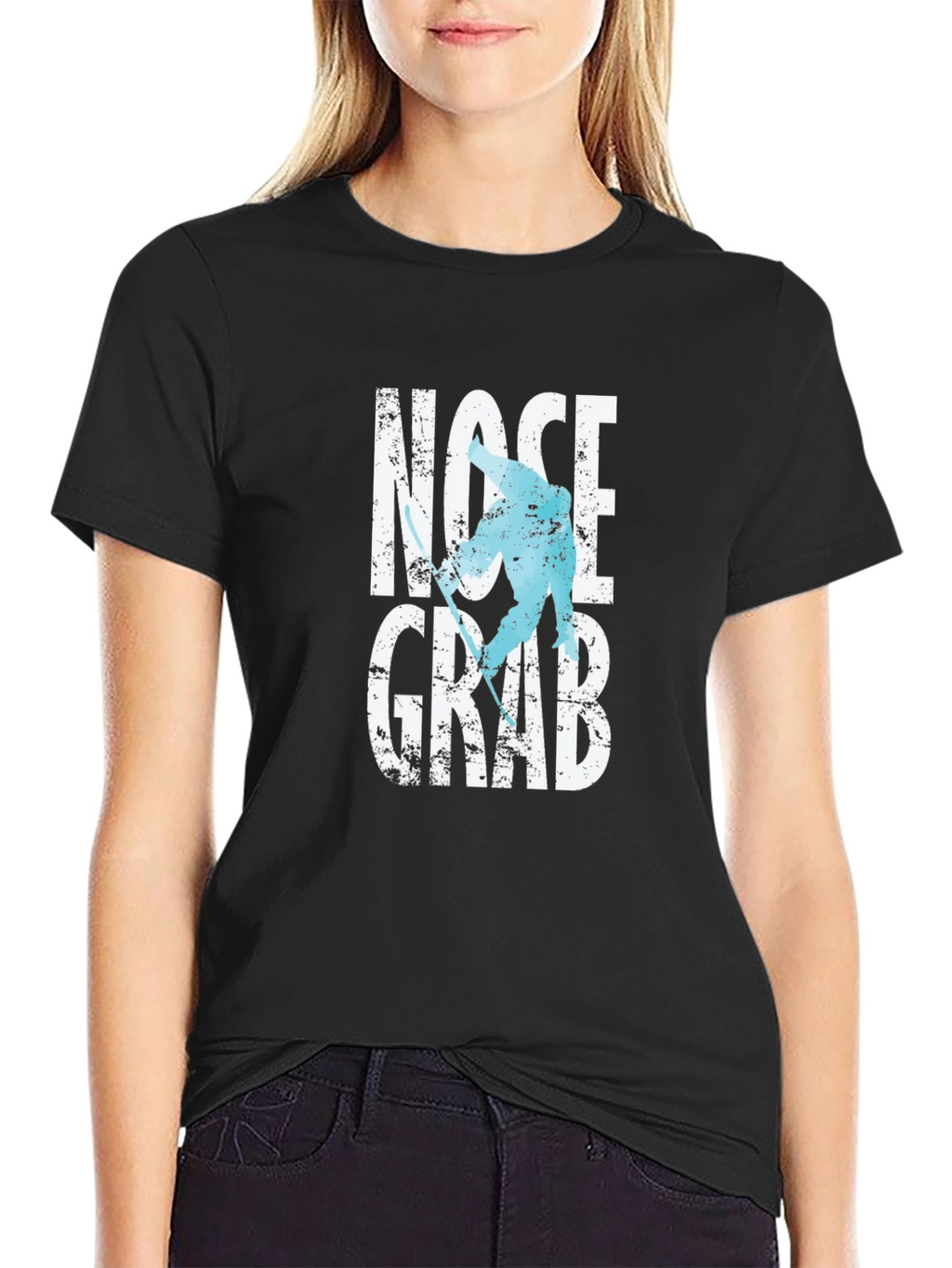 Nose Grab Skier Graphic Tee - Black Cotton T-Shirt