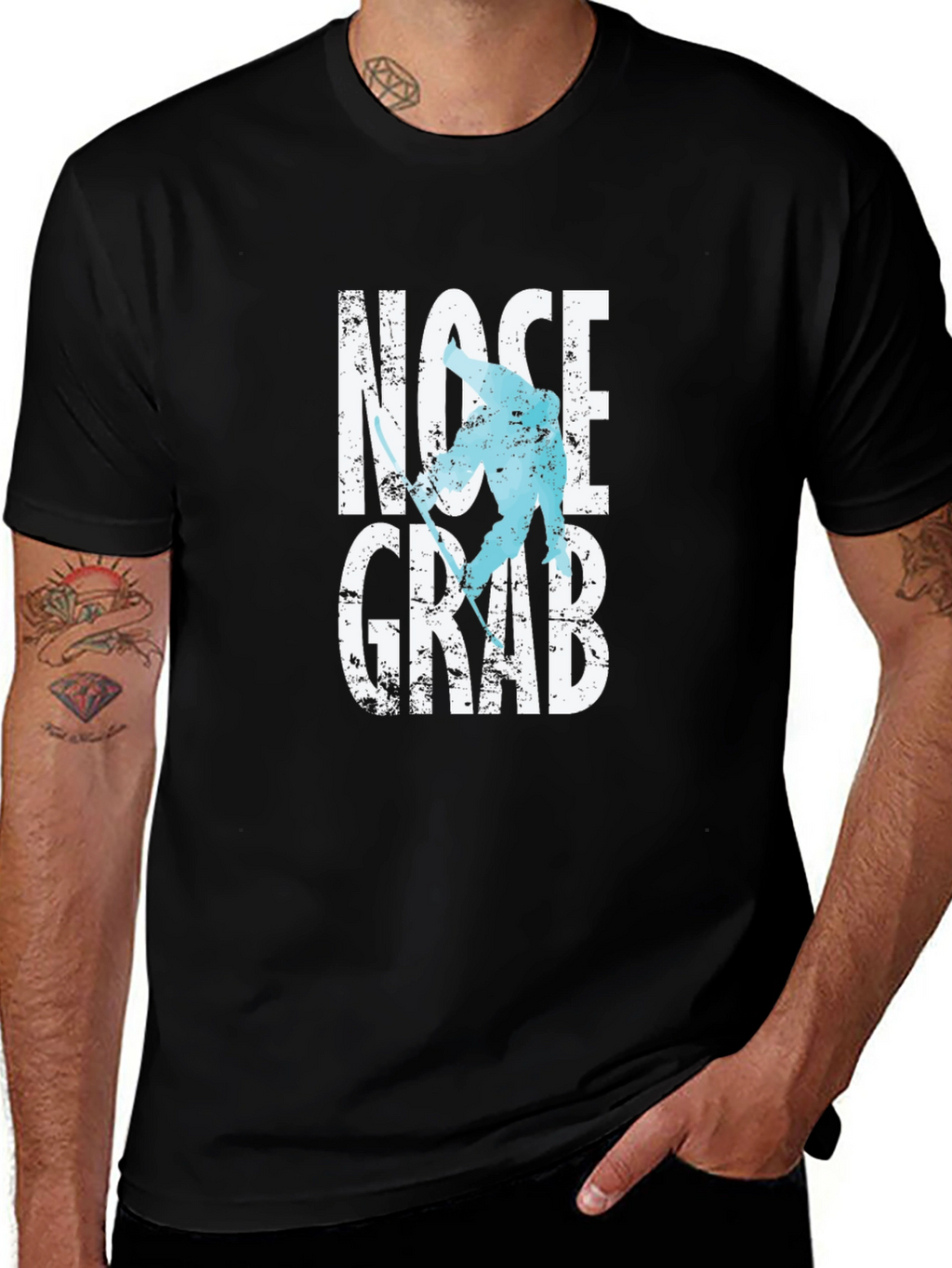 Nose Grab Skier Graphic Tee - Black Cotton T-Shirt