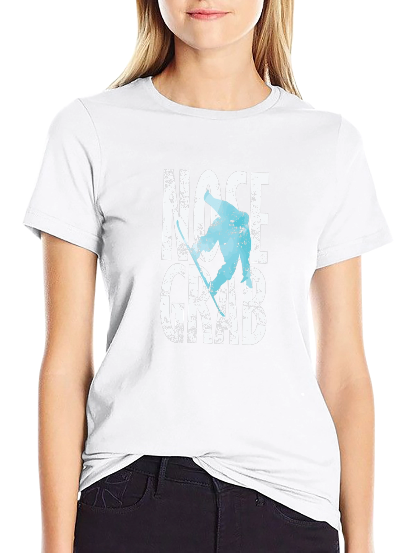 Nose Grab Skier Graphic Tee - Black Cotton T-Shirt