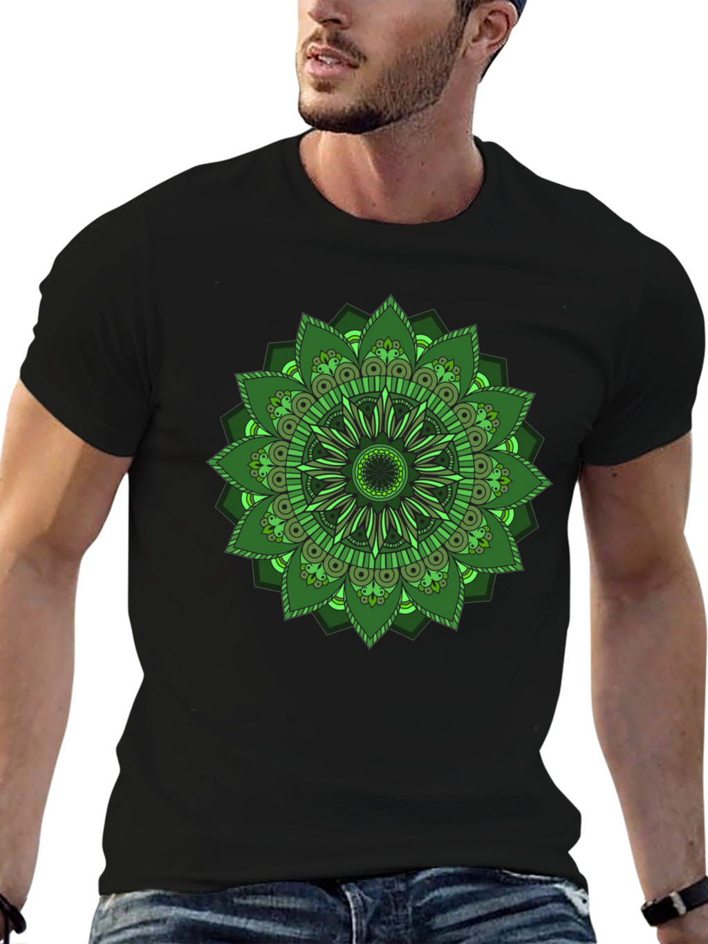 Green Mandala Graphic T-Shirt