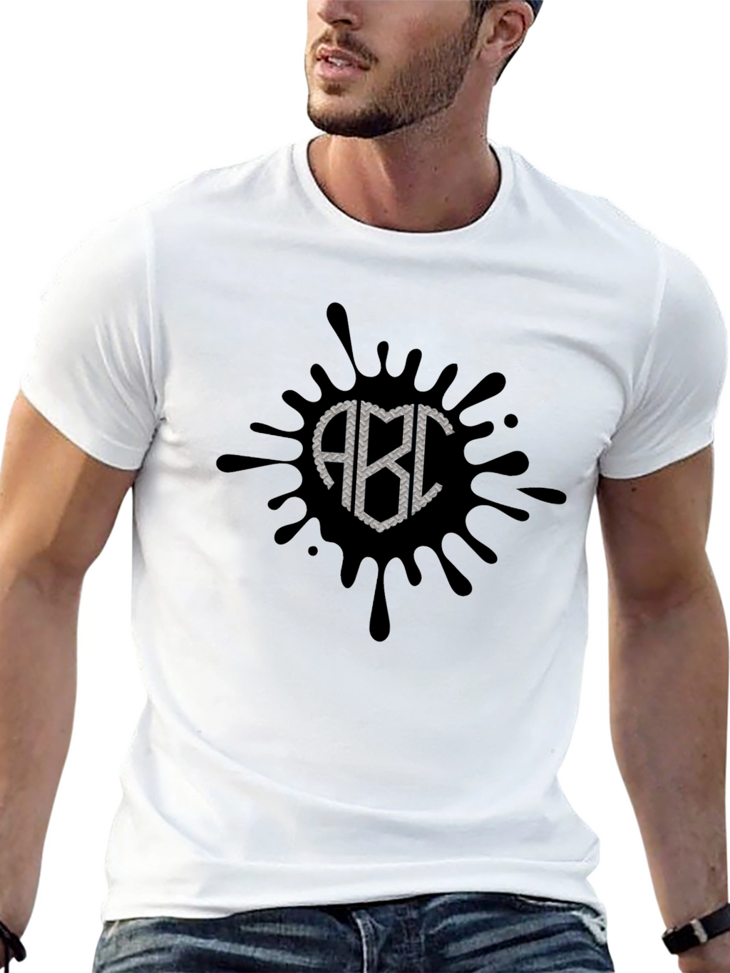 Black ABC Splatter Graphic T-Shirt