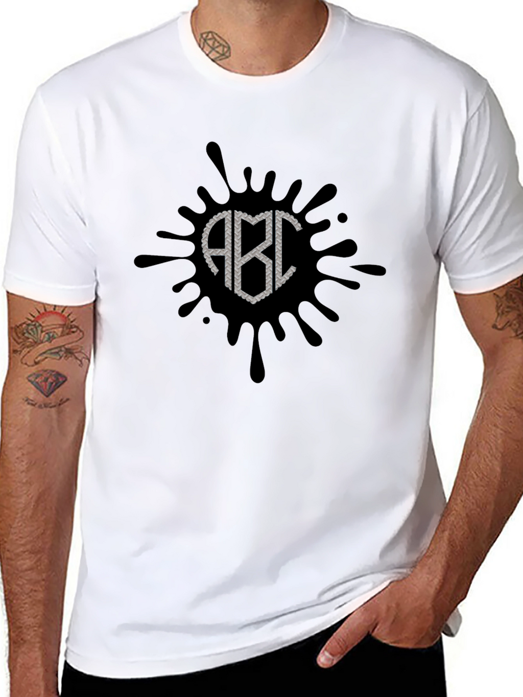 Black ABC Splatter Graphic T-Shirt