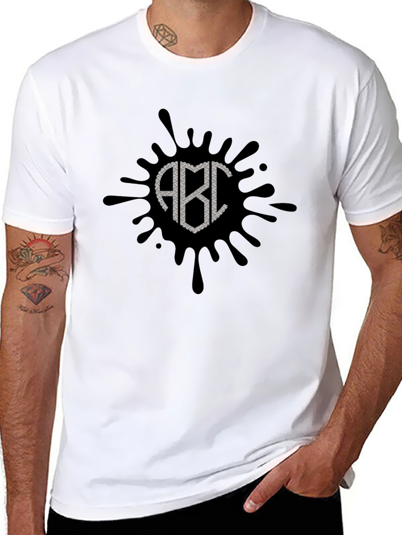 Black ABC Splatter Graphic T-Shirt