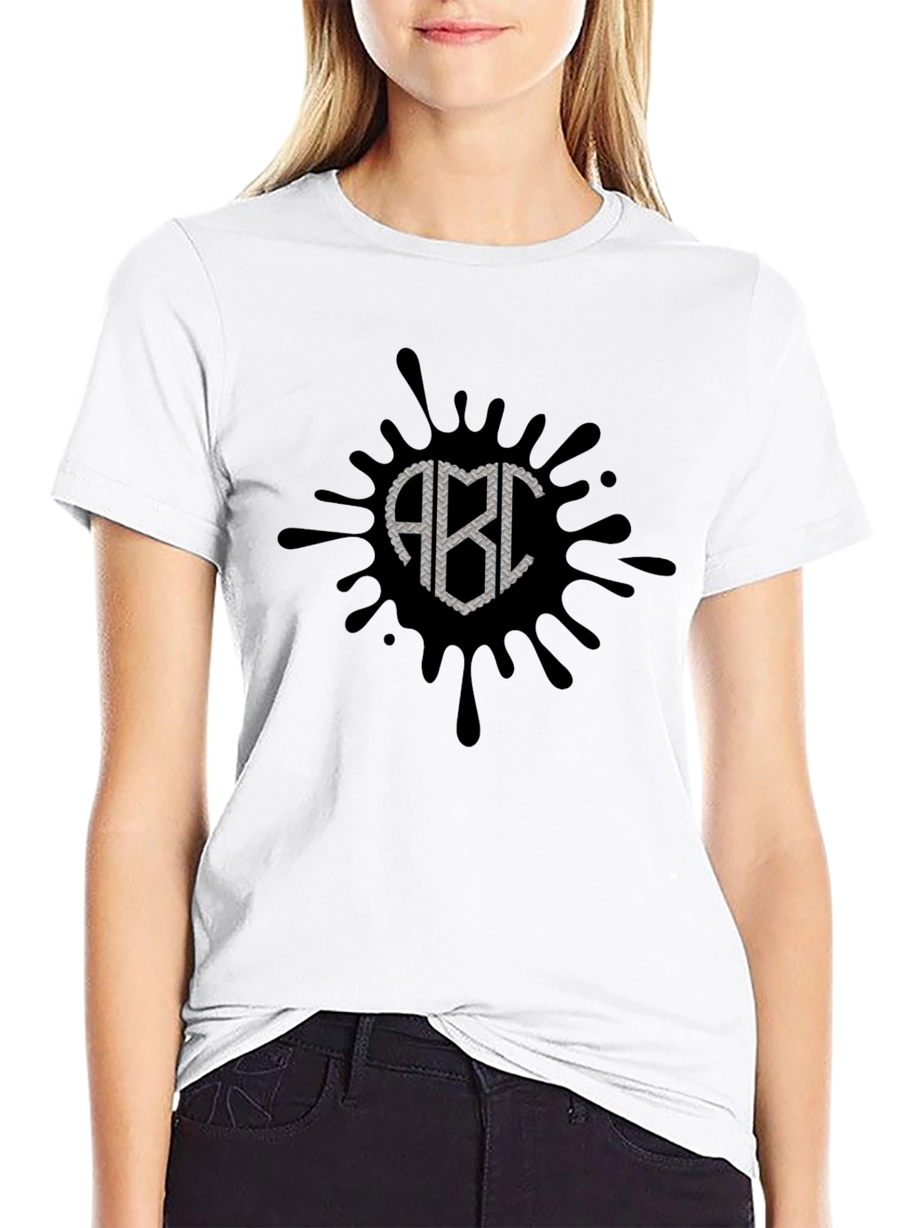 Black ABC Splatter Graphic T-Shirt