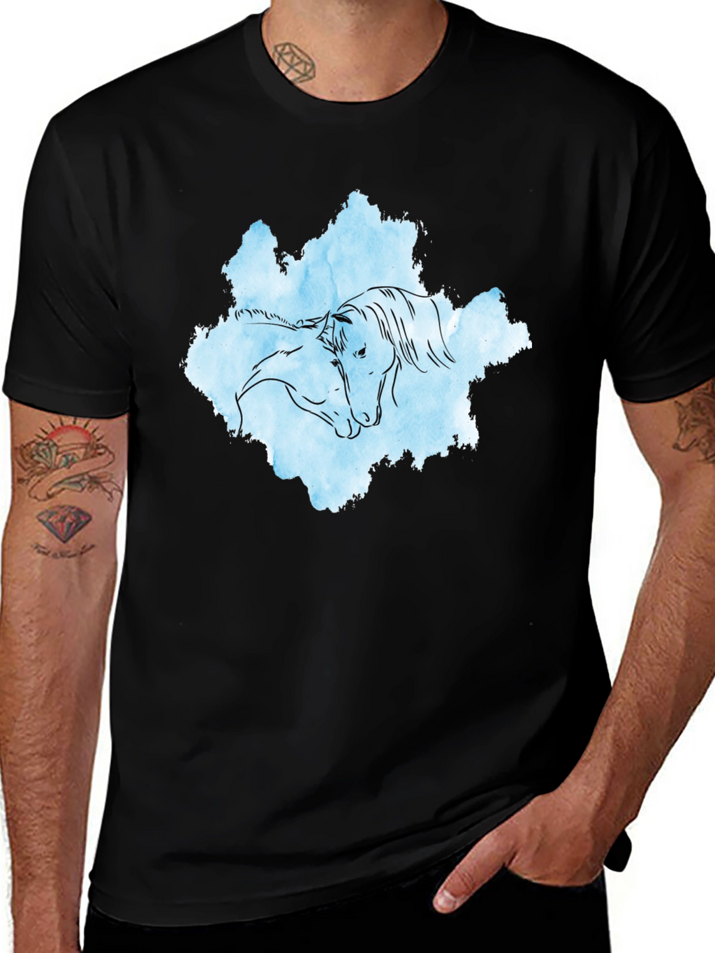 Horse Embrace Graphic T-Shirt - Black