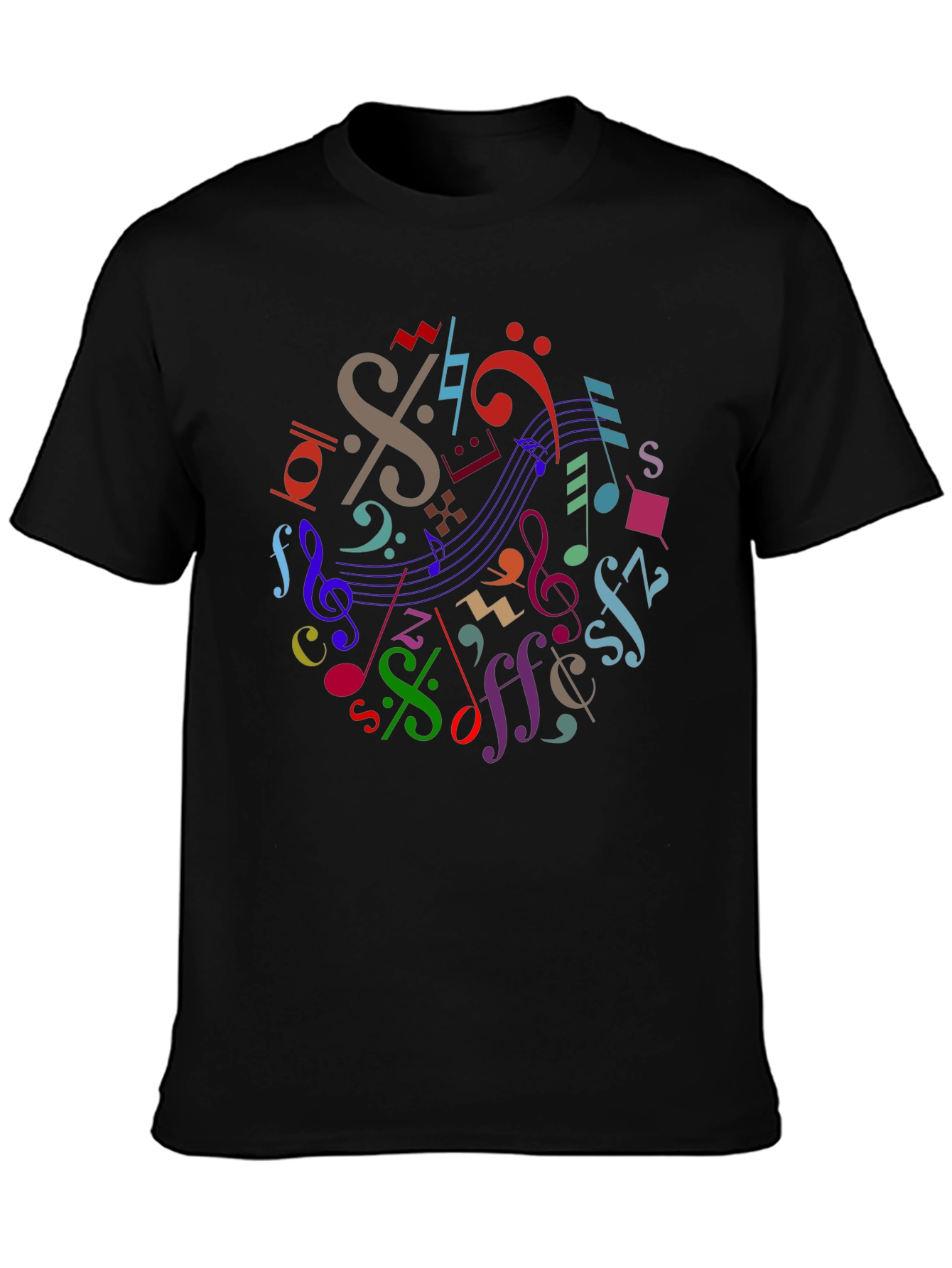 Colorful Music Notes Graphic T-Shirt