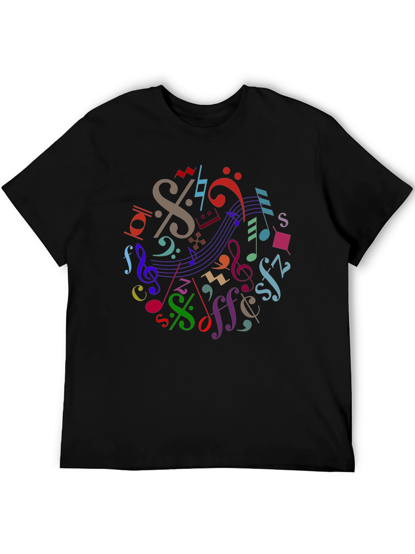 Colorful Music Notes Graphic T-Shirt