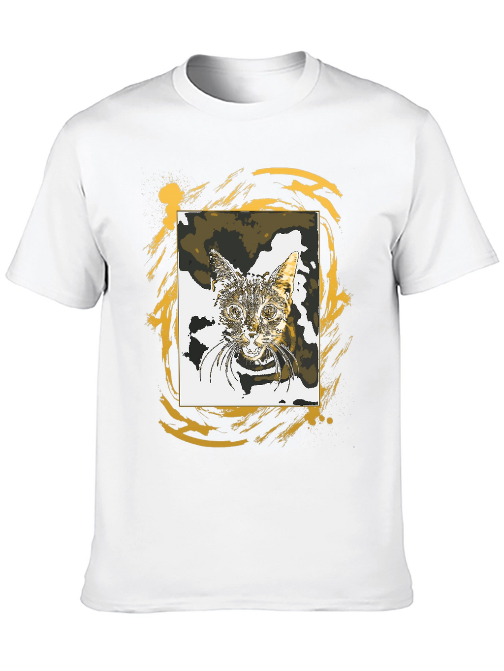 Cat Portrait Graphic Tee - Stylish Black T-Shirt
