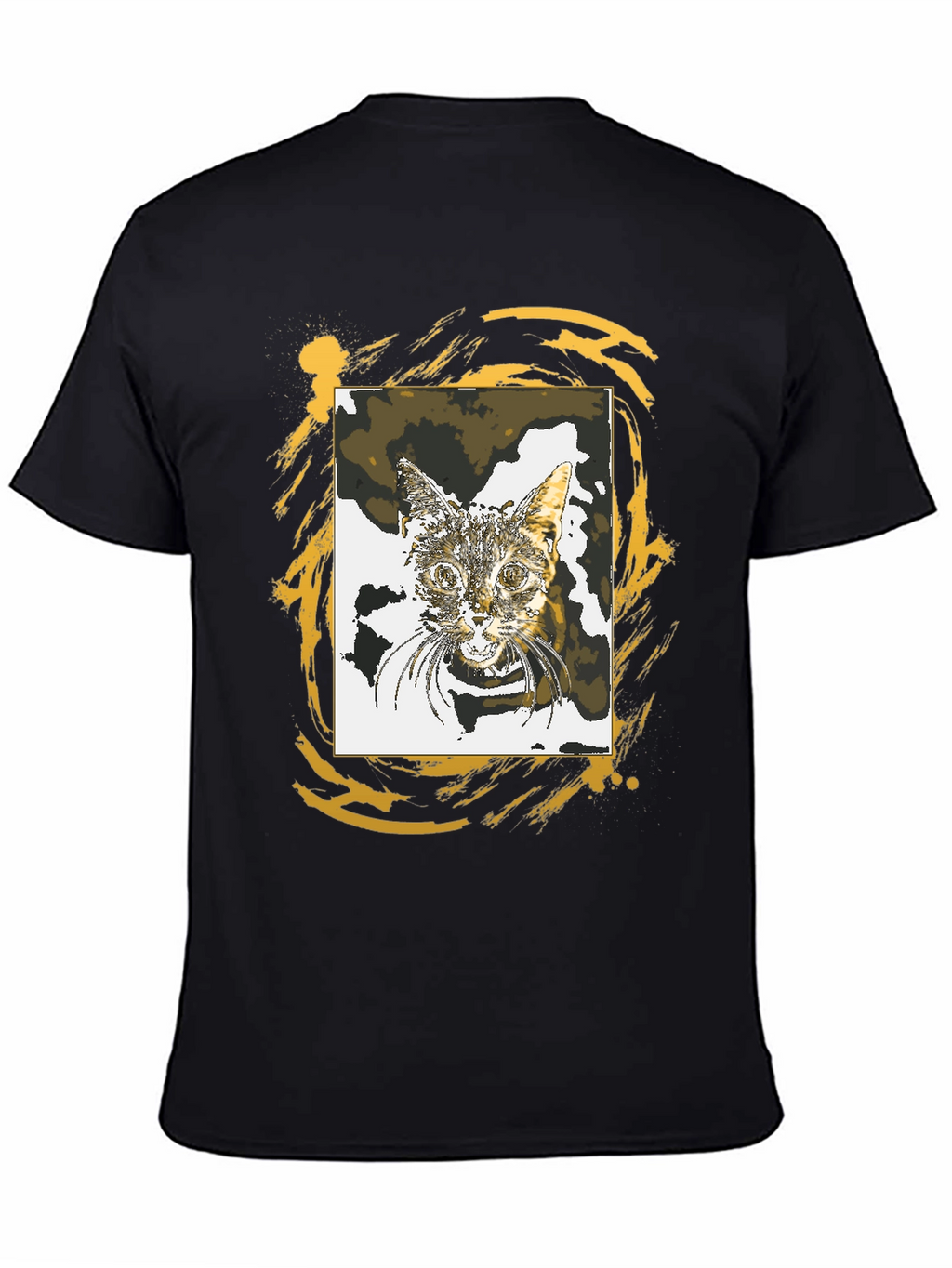 Cat Portrait Graphic Tee - Stylish Black T-Shirt