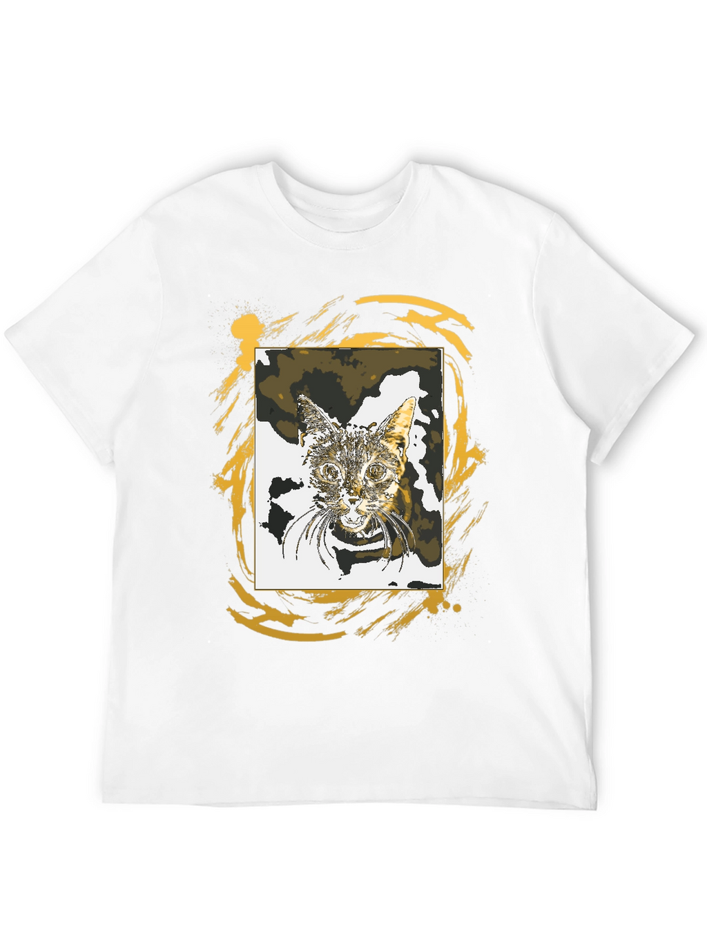 Cat Portrait Graphic Tee - Stylish Black T-Shirt
