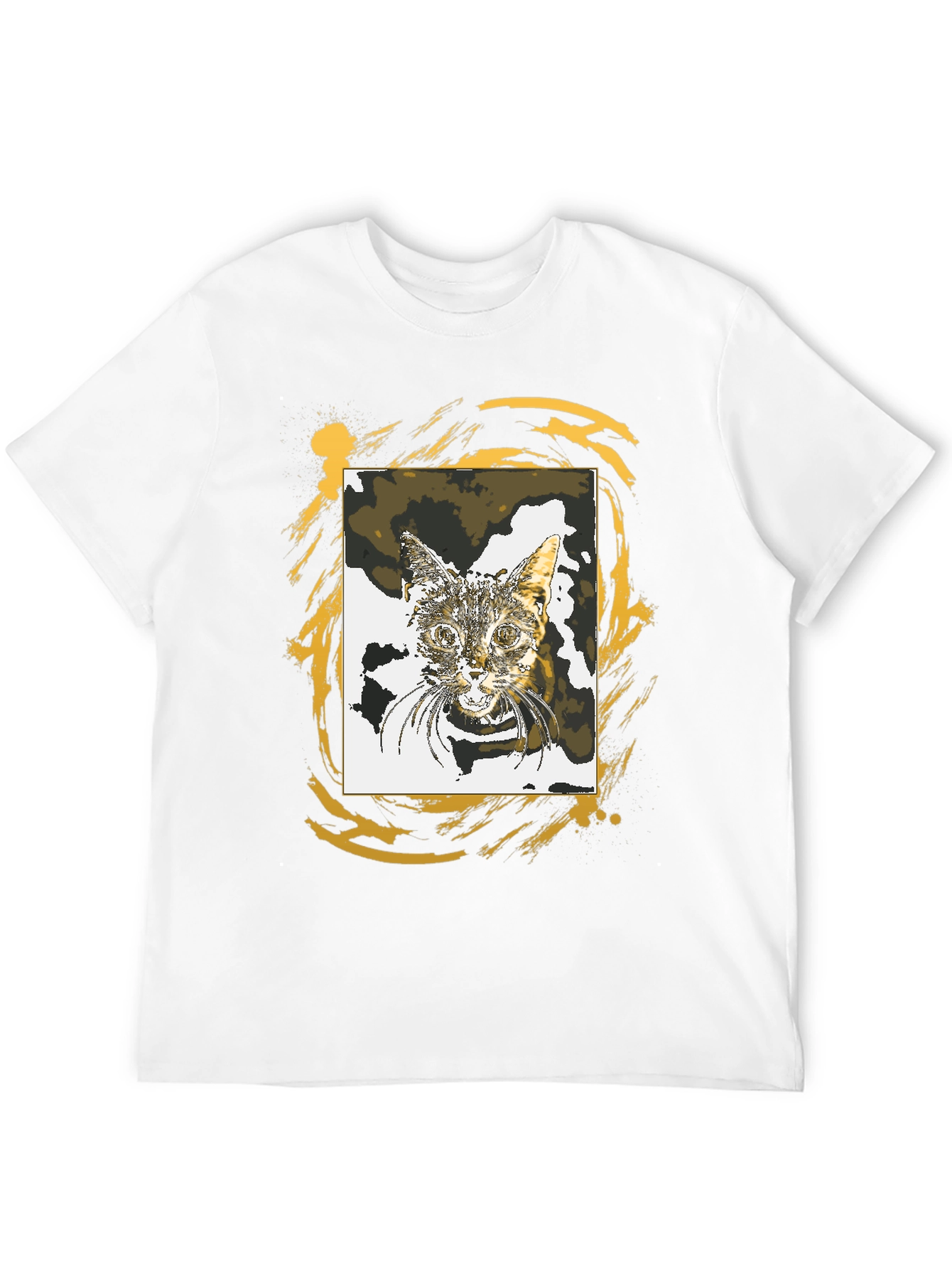 Cat Portrait Graphic Tee - Stylish Black T-Shirt