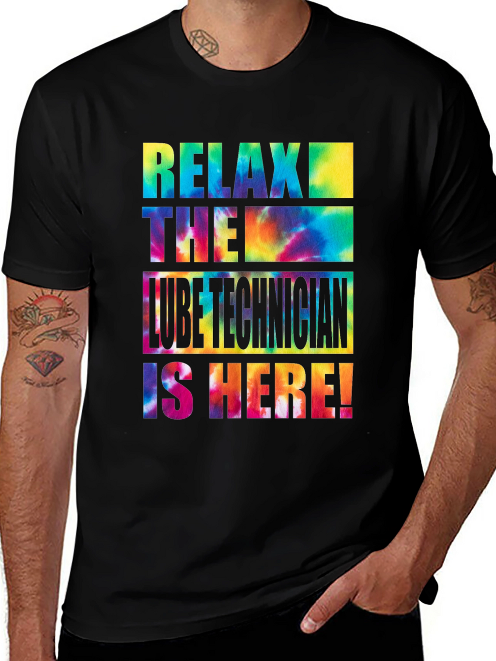 Relax Lube Technician Tie Dye Graphic T-Shirt