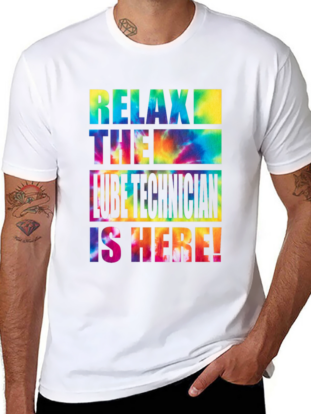 Relax Lube Technician Tie Dye Graphic T-Shirt