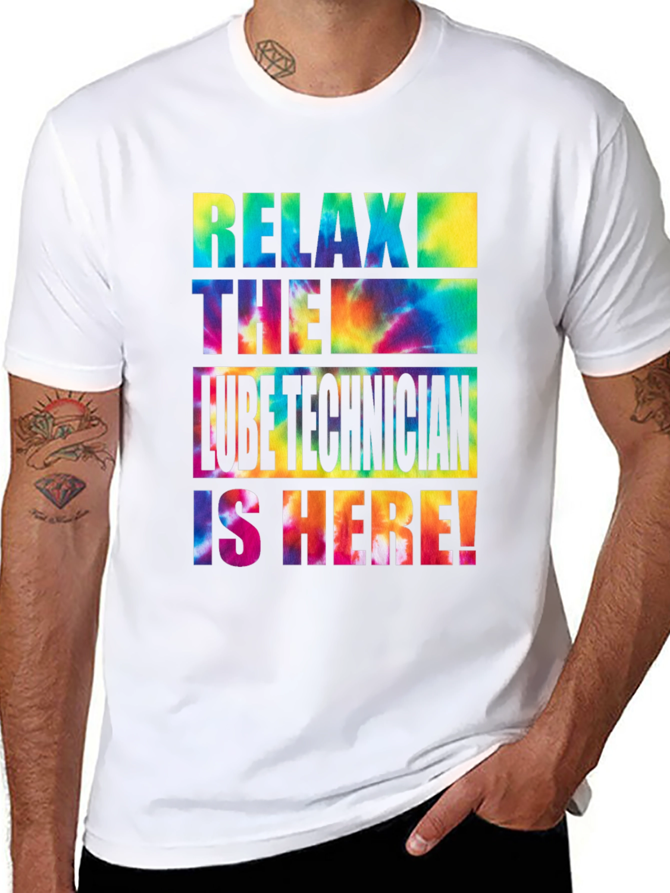 Relax Lube Technician Tie Dye Graphic T-Shirt