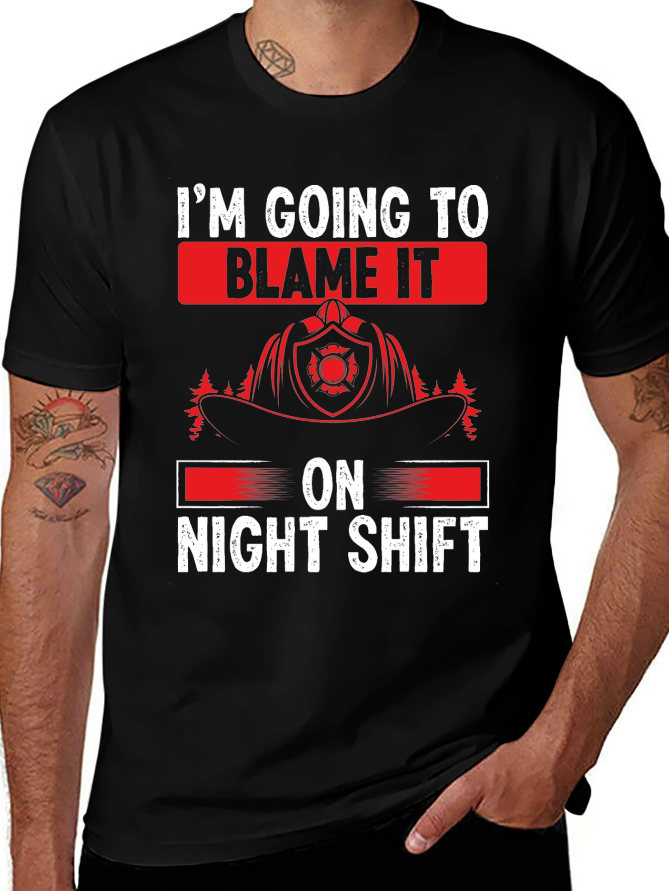 Night Shift Firefighter T-Shirt - Funny Fireman Tee