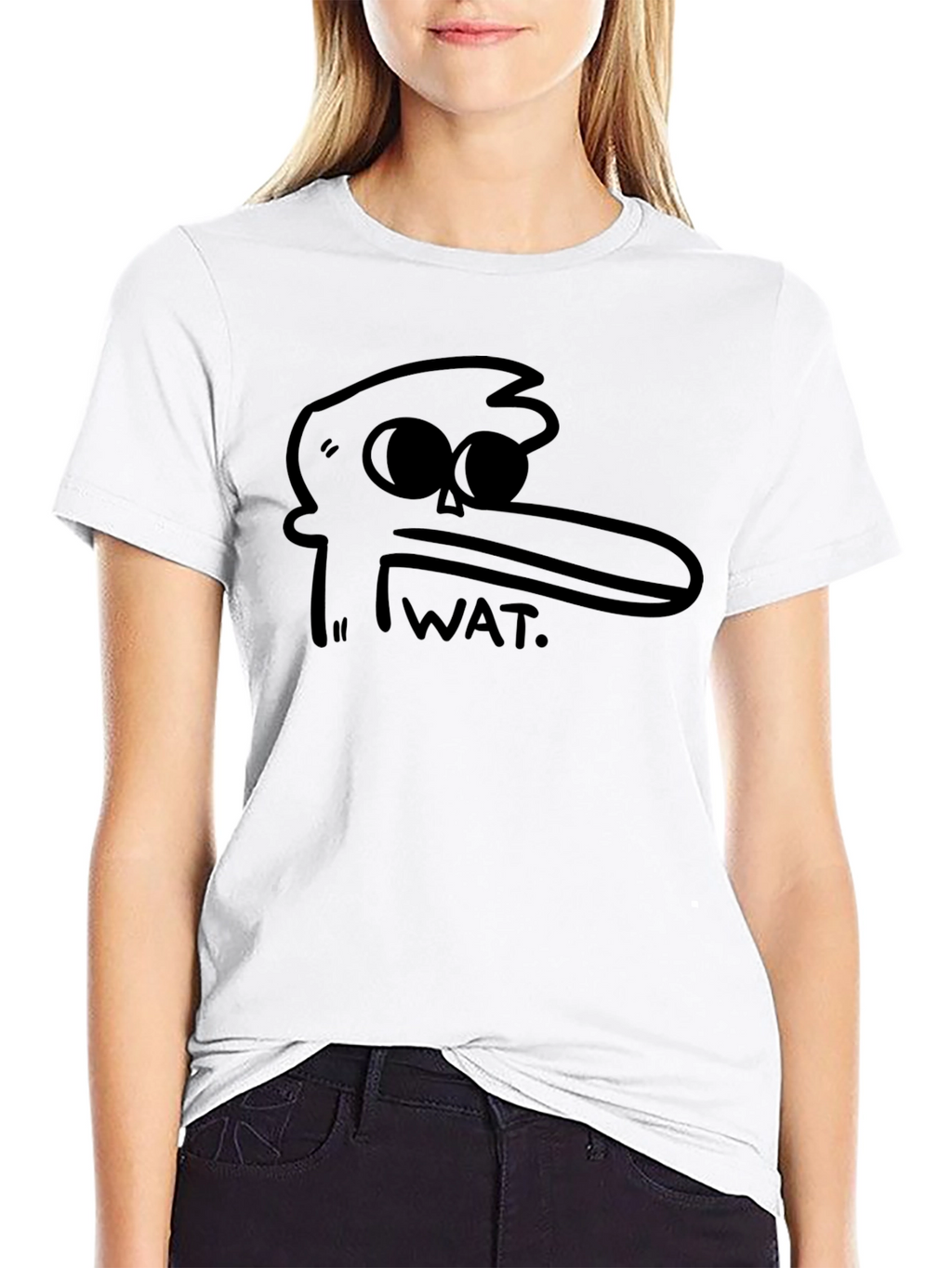 Mens Black WAT Cartoon Graphic Tee