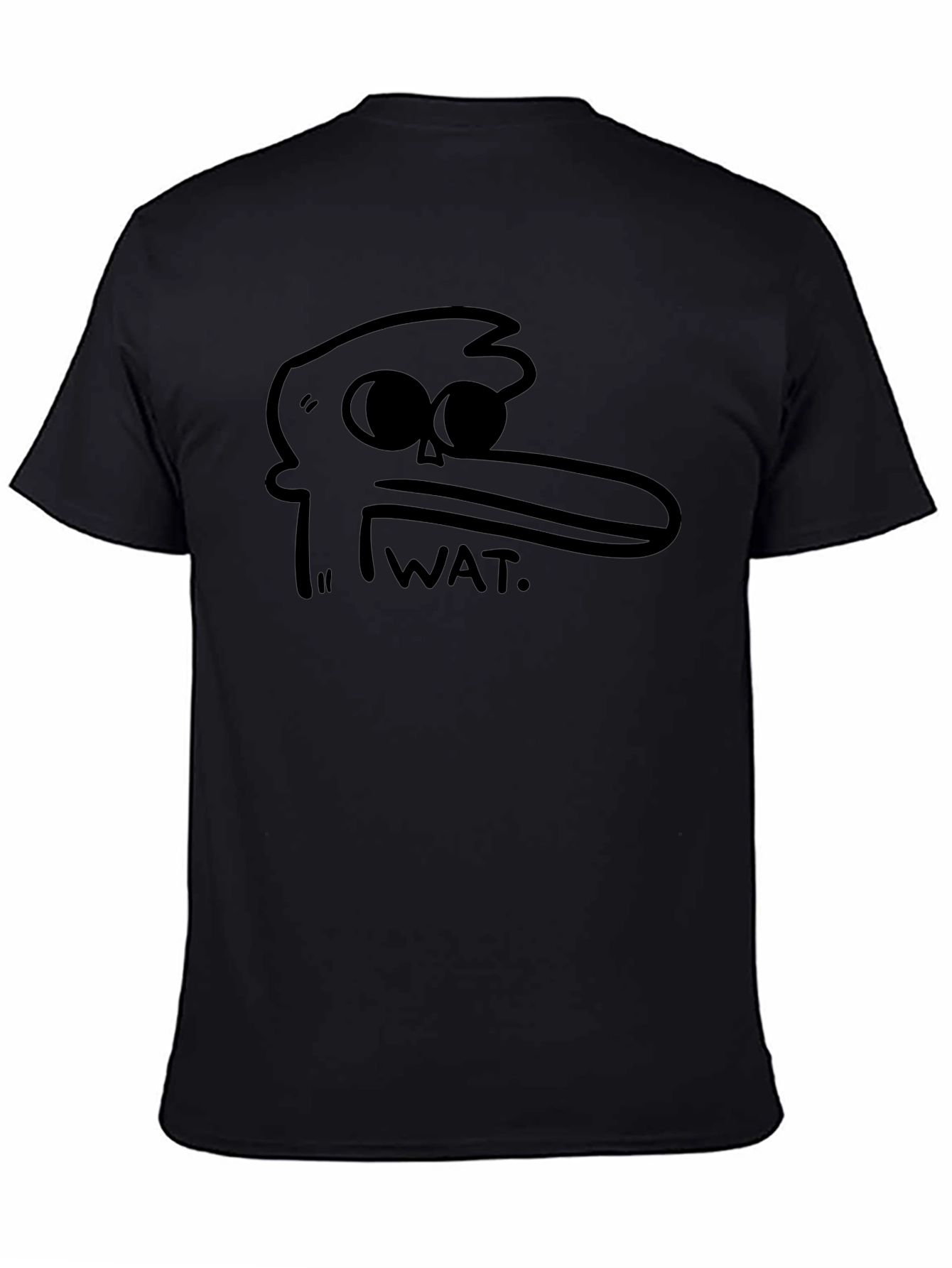 Mens Black WAT Cartoon Graphic Tee