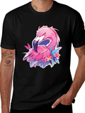 Mens Black Flamingo Graphic Tee