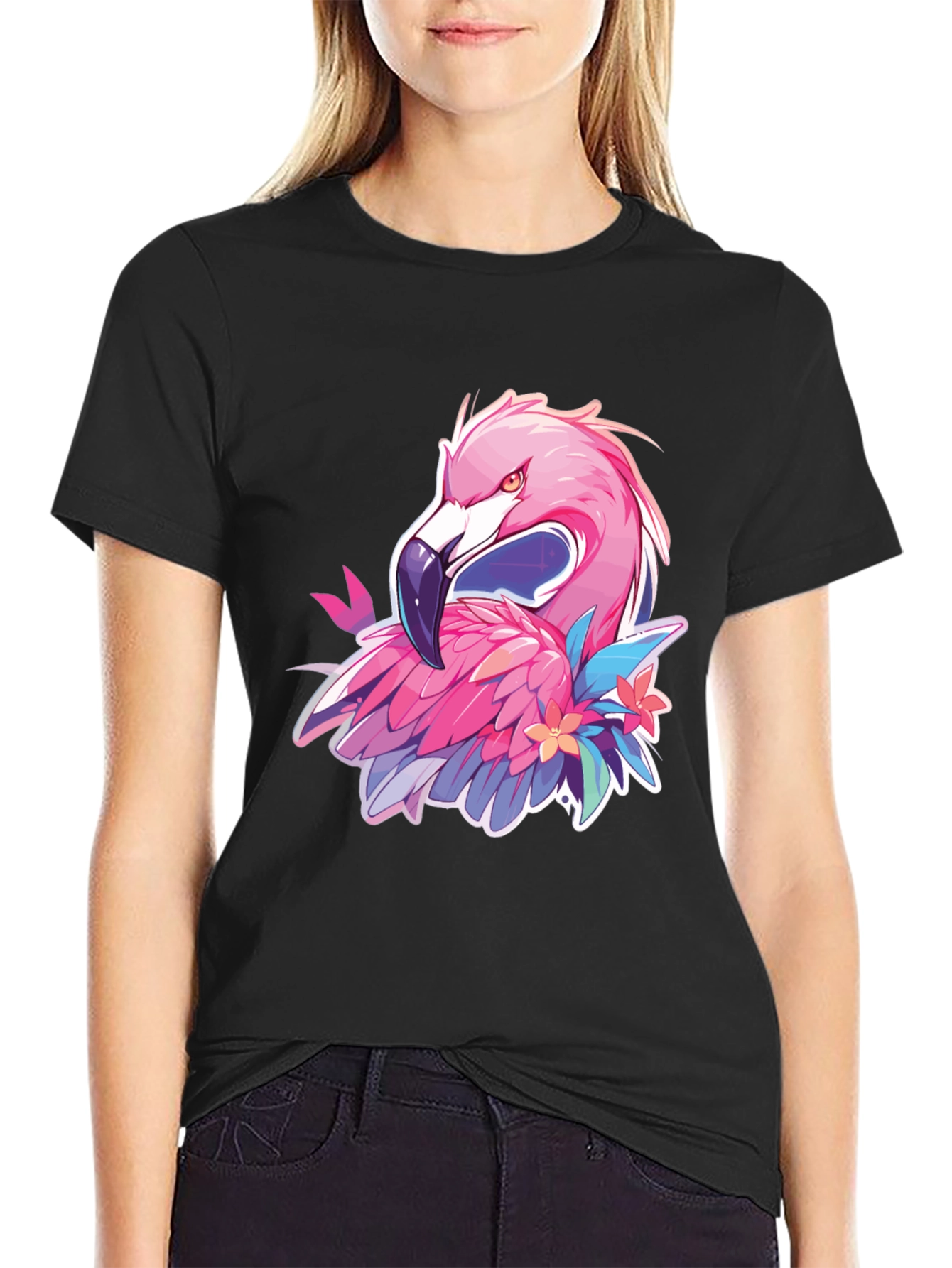 Mens Black Flamingo Graphic Tee