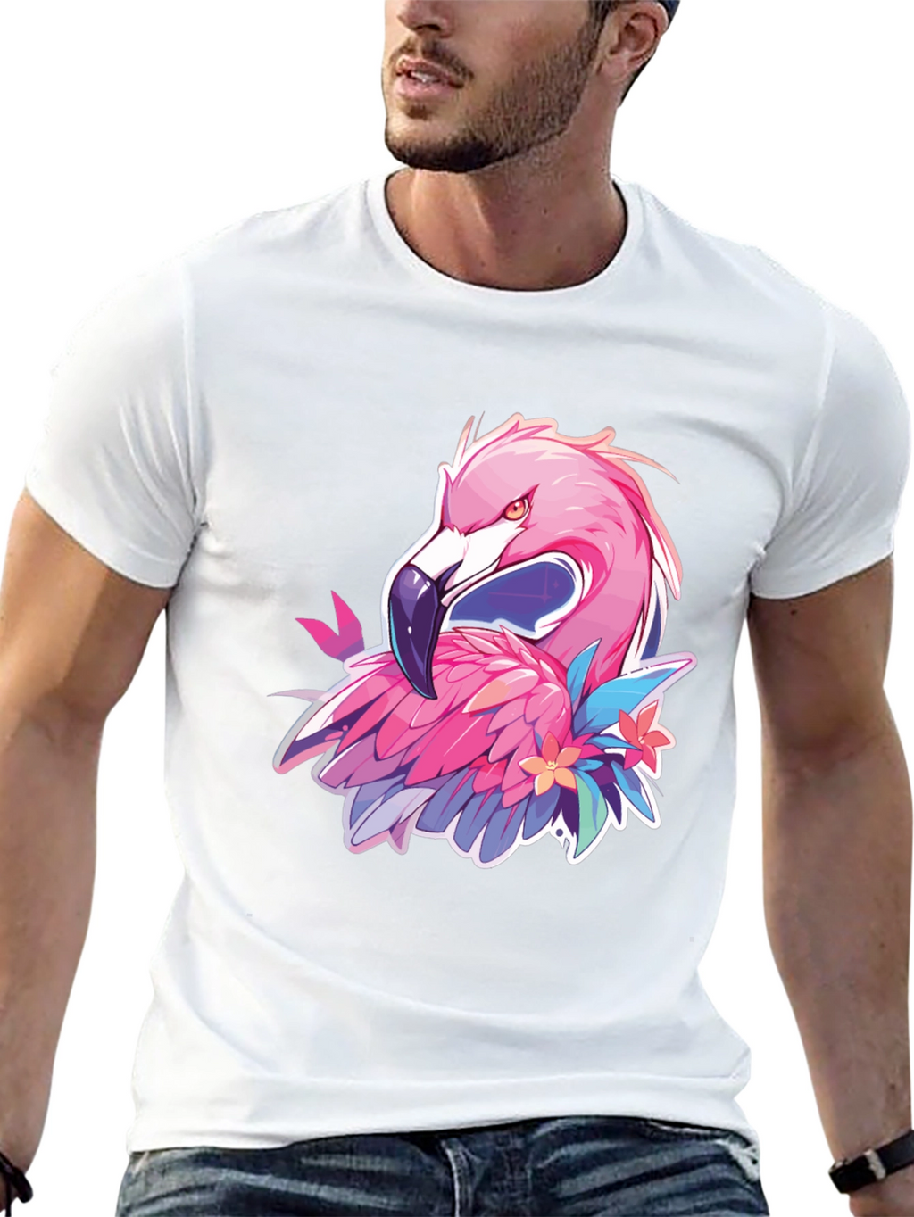 Mens Black Flamingo Graphic Tee