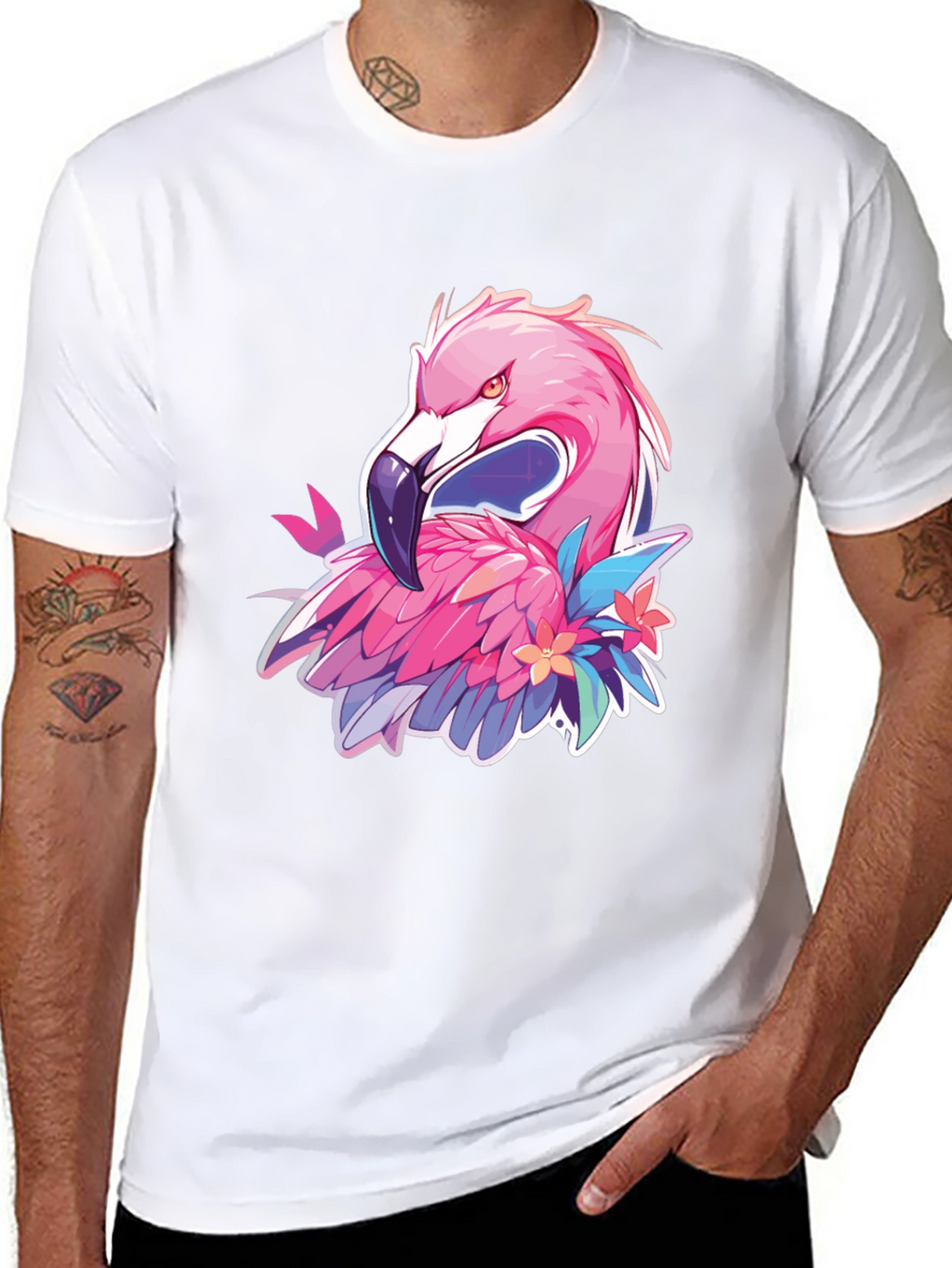 Mens Black Flamingo Graphic Tee