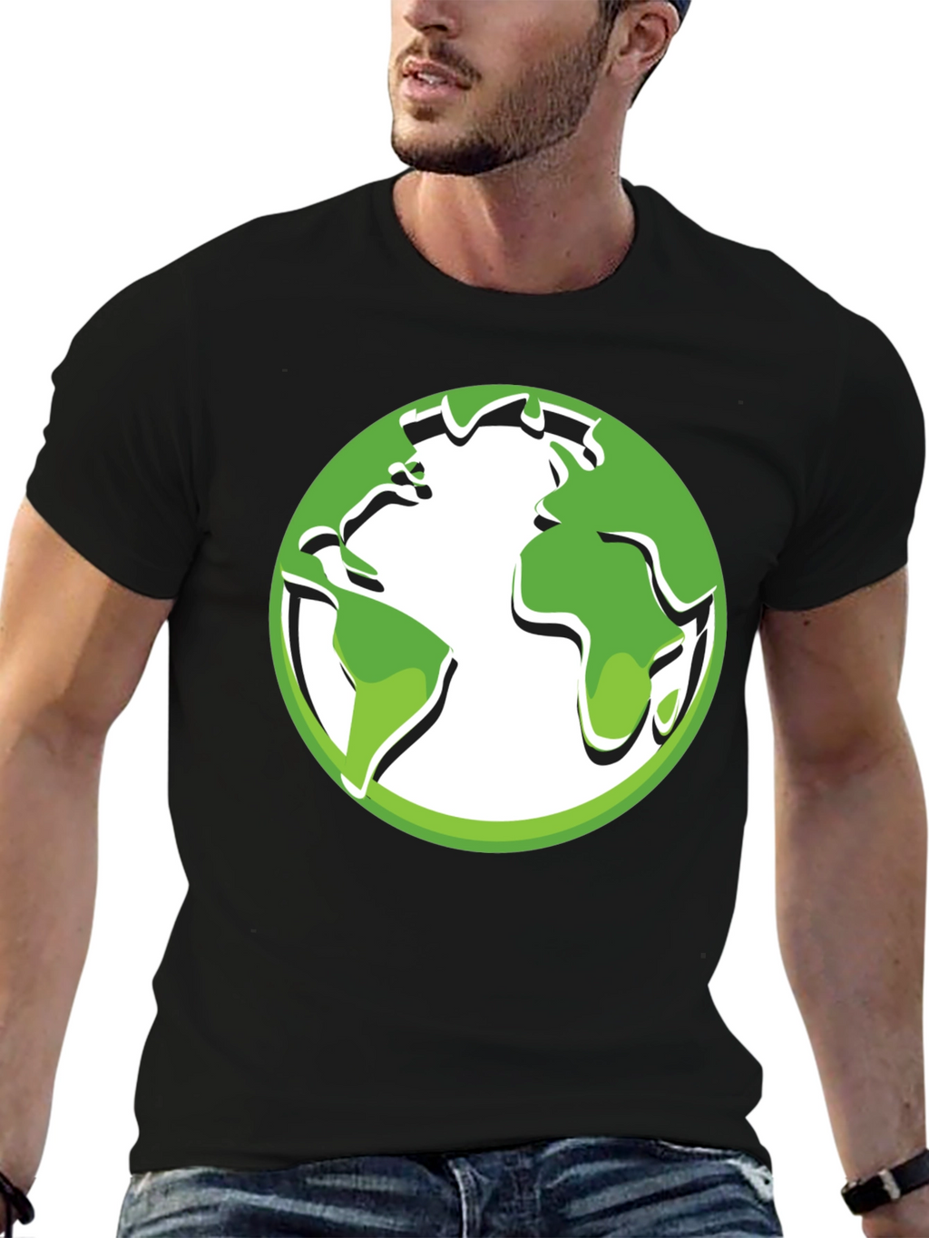 Eco-Friendly Earth Graphic Tee - Black