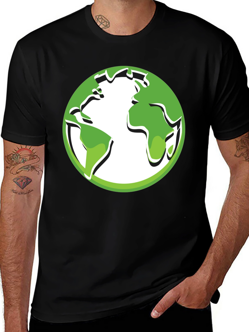 Eco-Friendly Earth Graphic Tee - Black