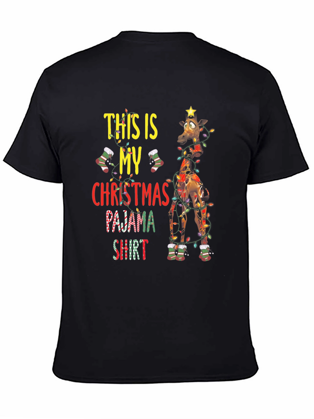 Christmas Pajama Shirt Giraffe Graphic Tee