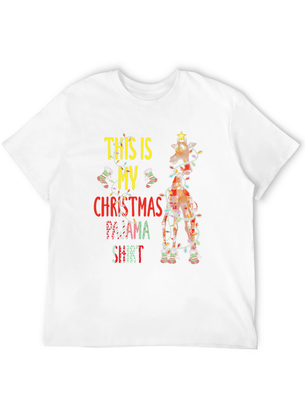Christmas Pajama Shirt Giraffe Graphic Tee