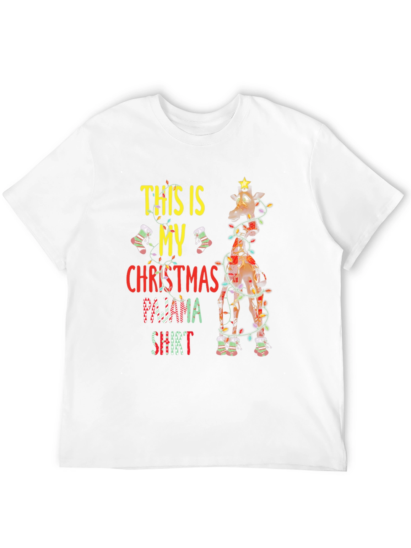 Christmas Pajama Shirt Giraffe Graphic Tee