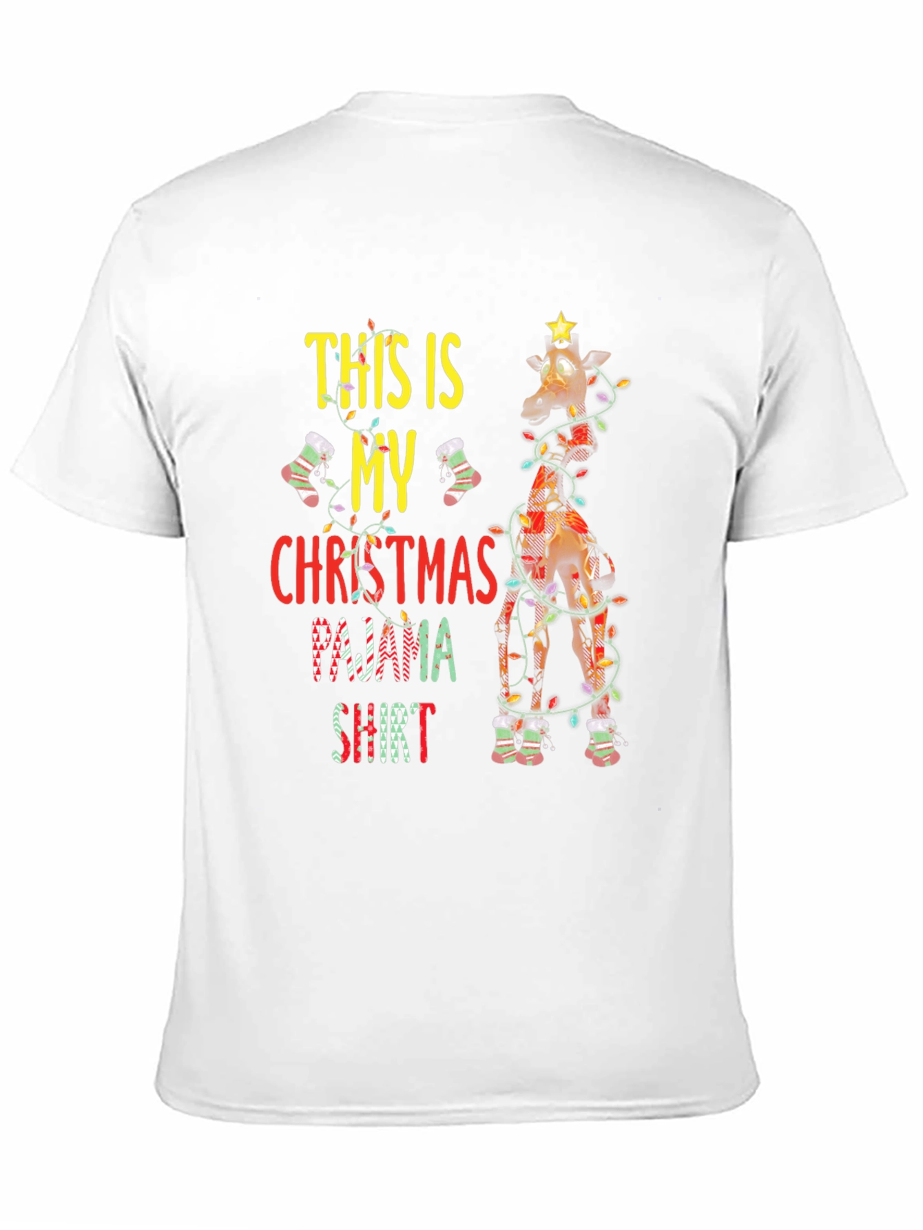Christmas Pajama Shirt Giraffe Graphic Tee