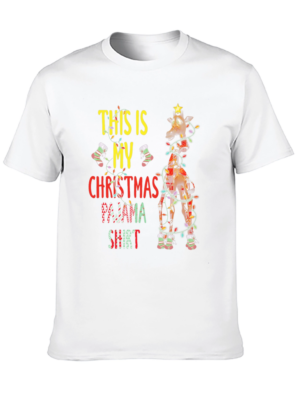 Christmas Pajama Shirt Giraffe Graphic Tee