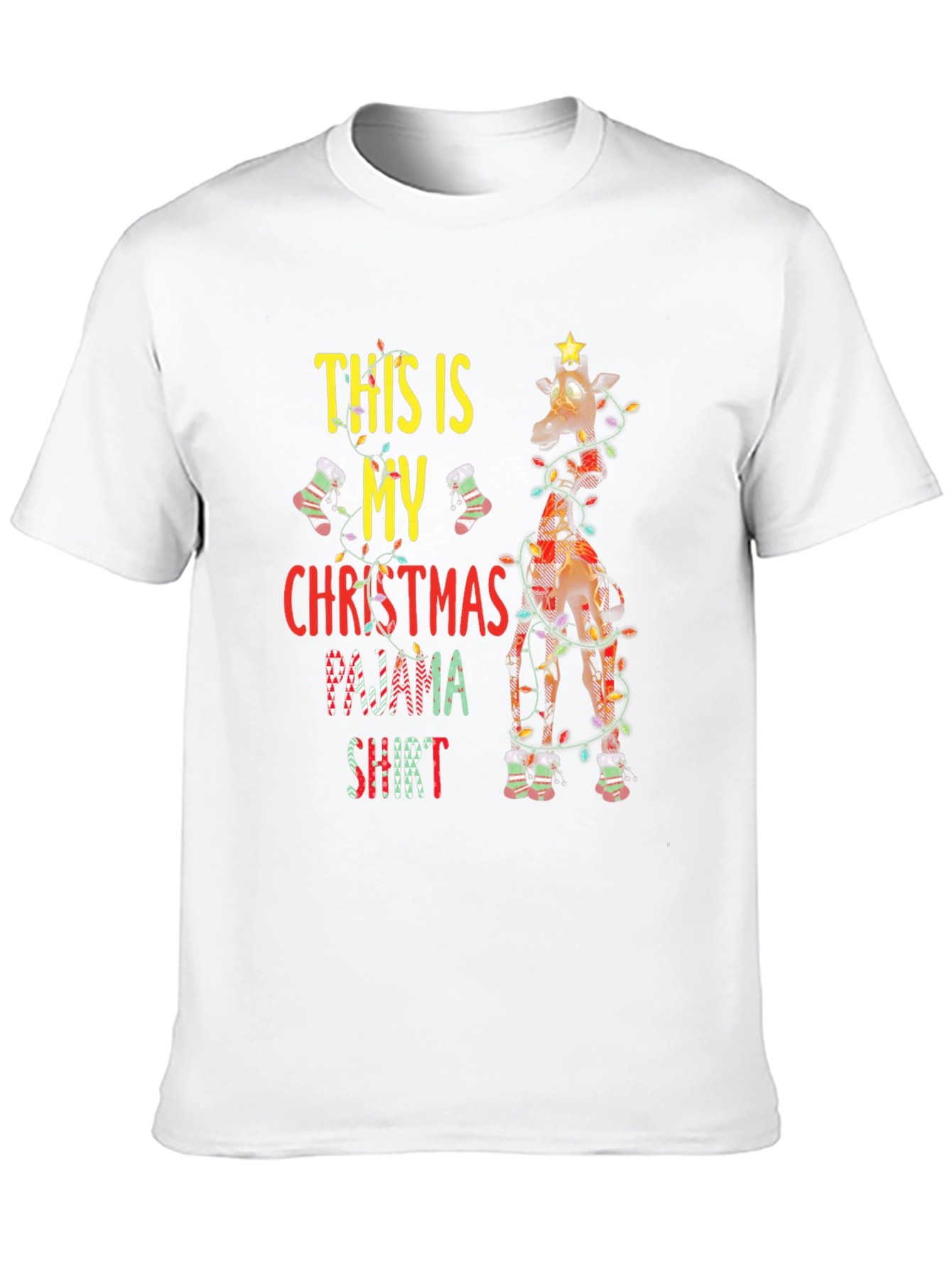 Christmas Pajama Shirt Giraffe Graphic Tee