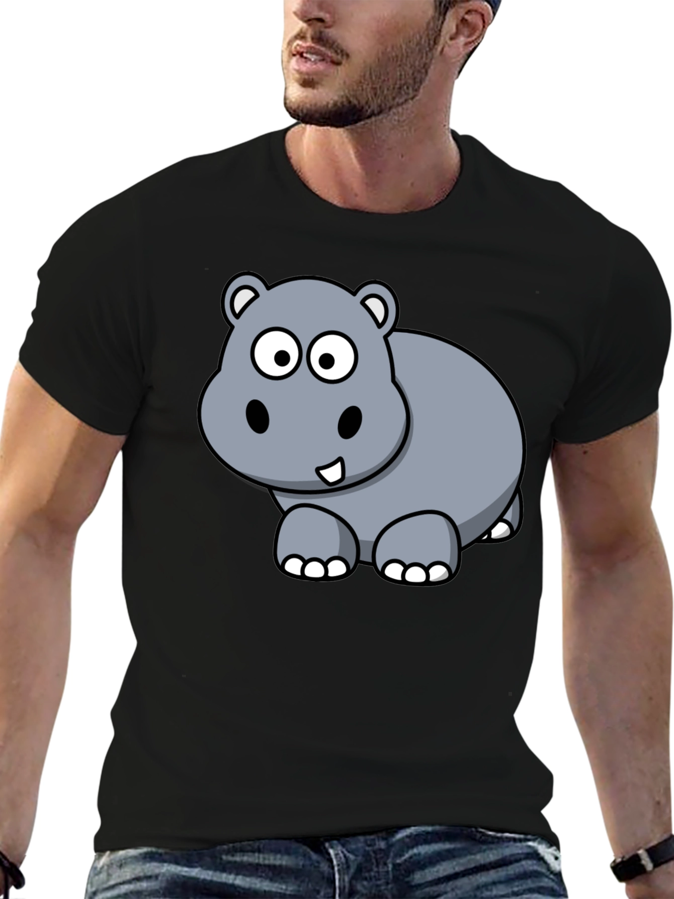 Cute Hippo Cartoon Graphic T-Shirt