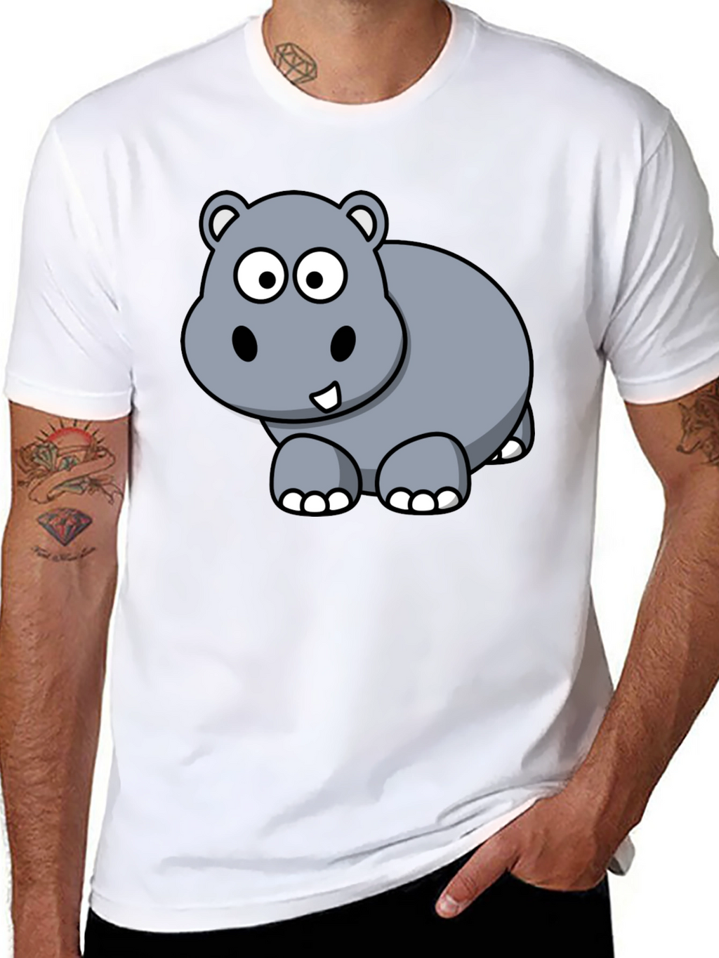 Cute Hippo Cartoon Graphic T-Shirt
