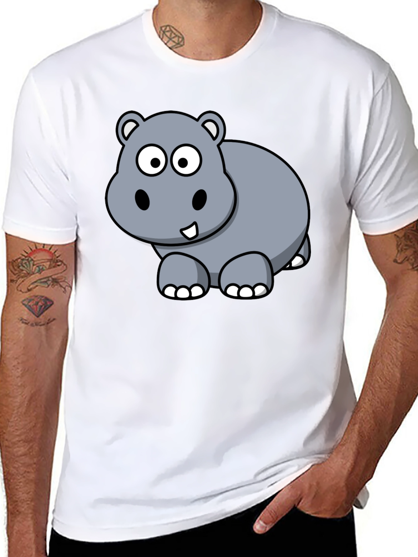 Cute Hippo Cartoon Graphic T-Shirt