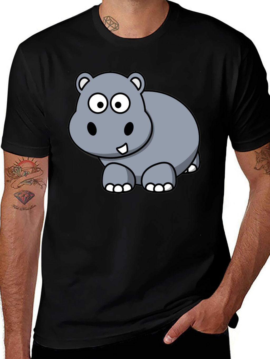 Cute Hippo Cartoon Graphic T-Shirt