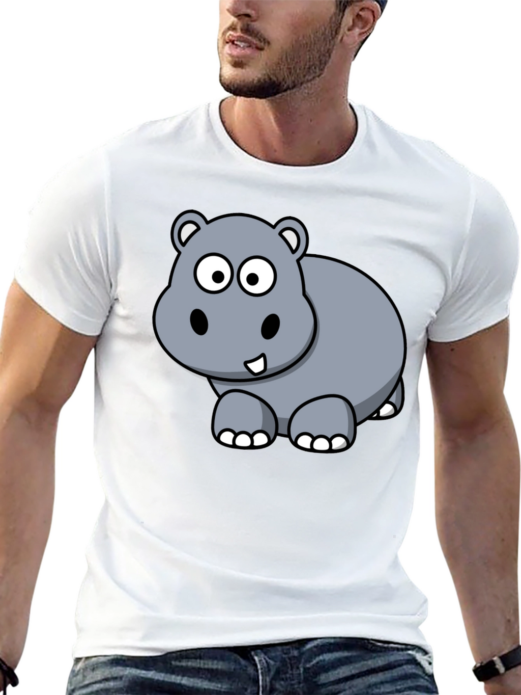 Cute Hippo Cartoon Graphic T-Shirt